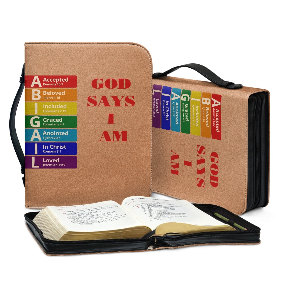 Letter by Letter Blessing: Personalized Bible Cover - Rainbow