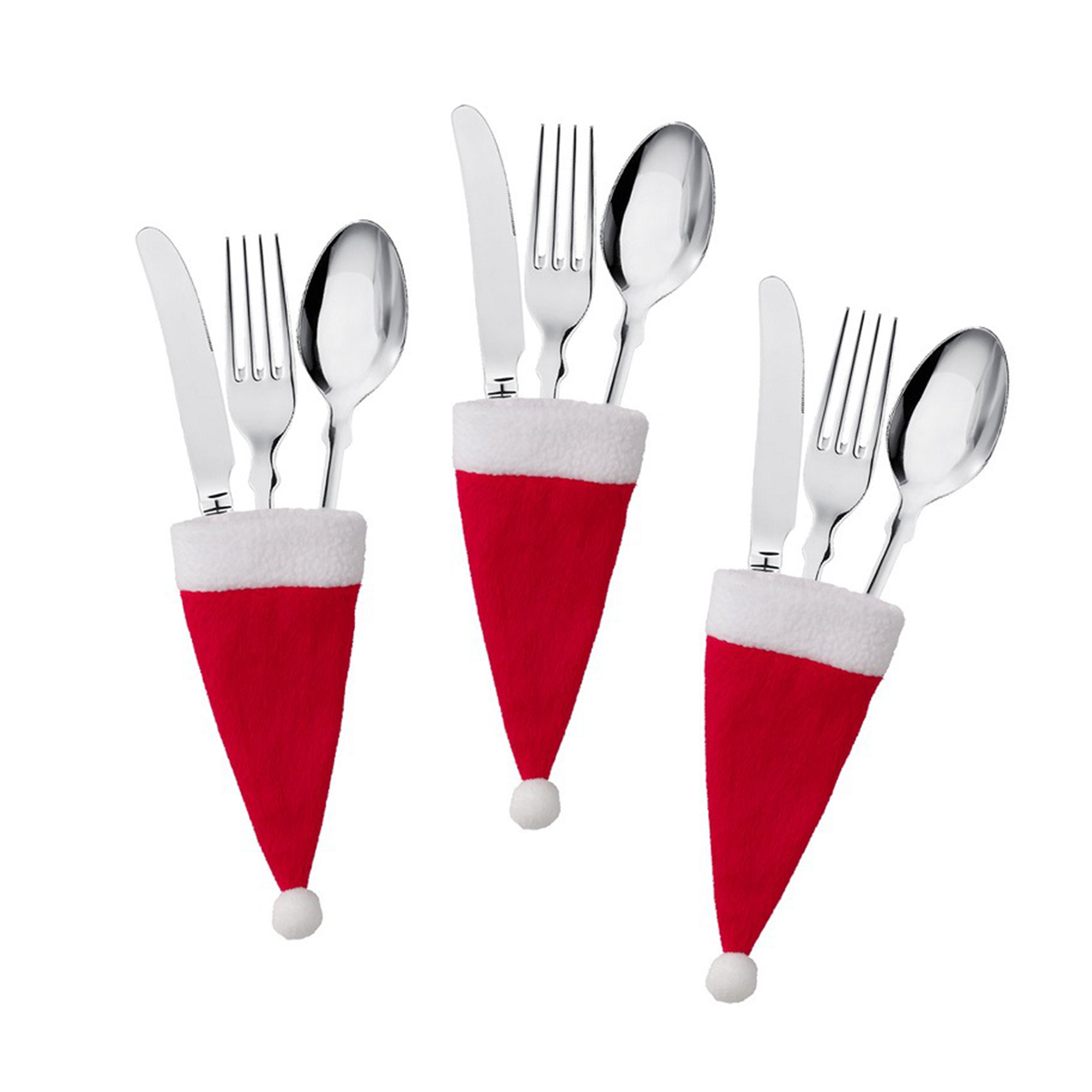 Mini Santa Hat Cutlery Holders 5.1" x 2.36"