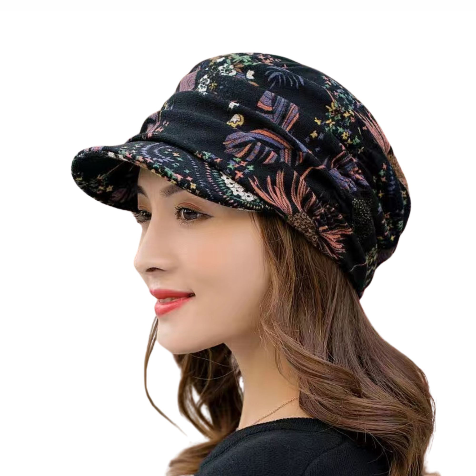 Floral Patterned Soft-Brim Hat