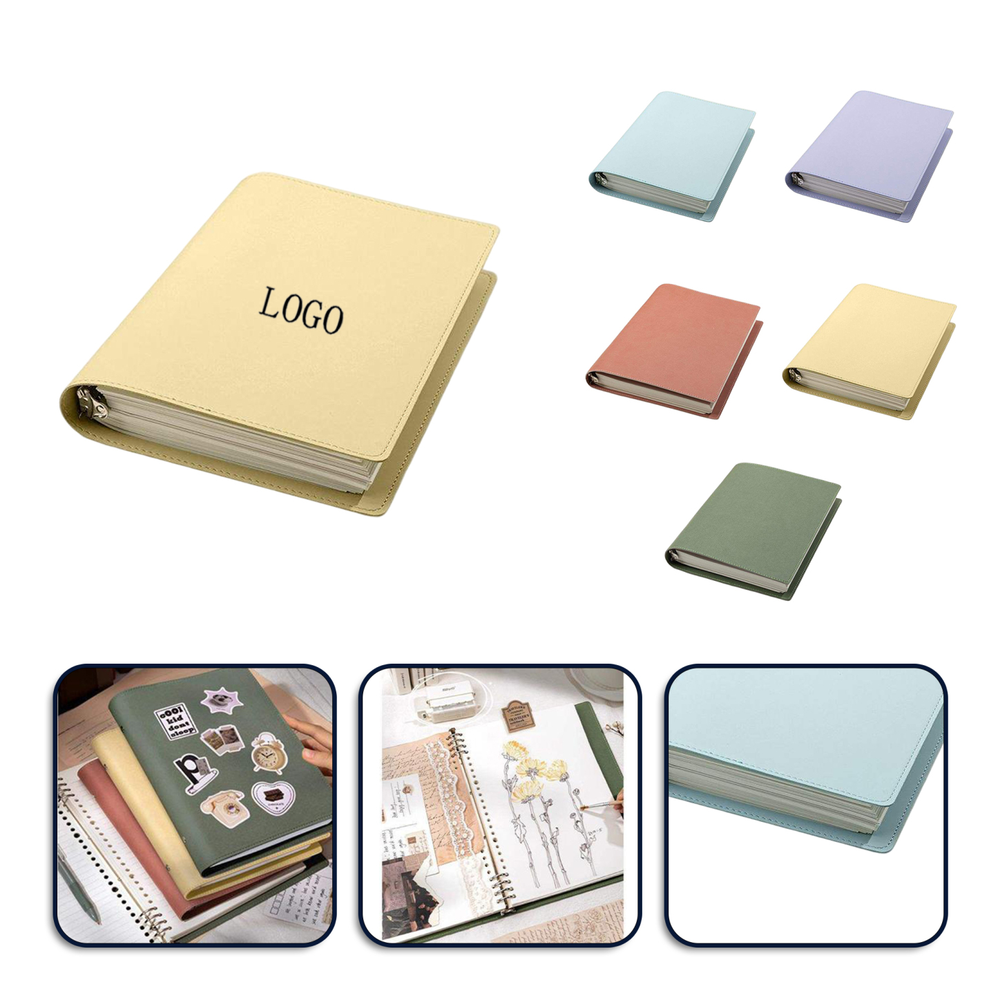 Super thick soft leather loose-leaf notebook 9.1" x 7.1"