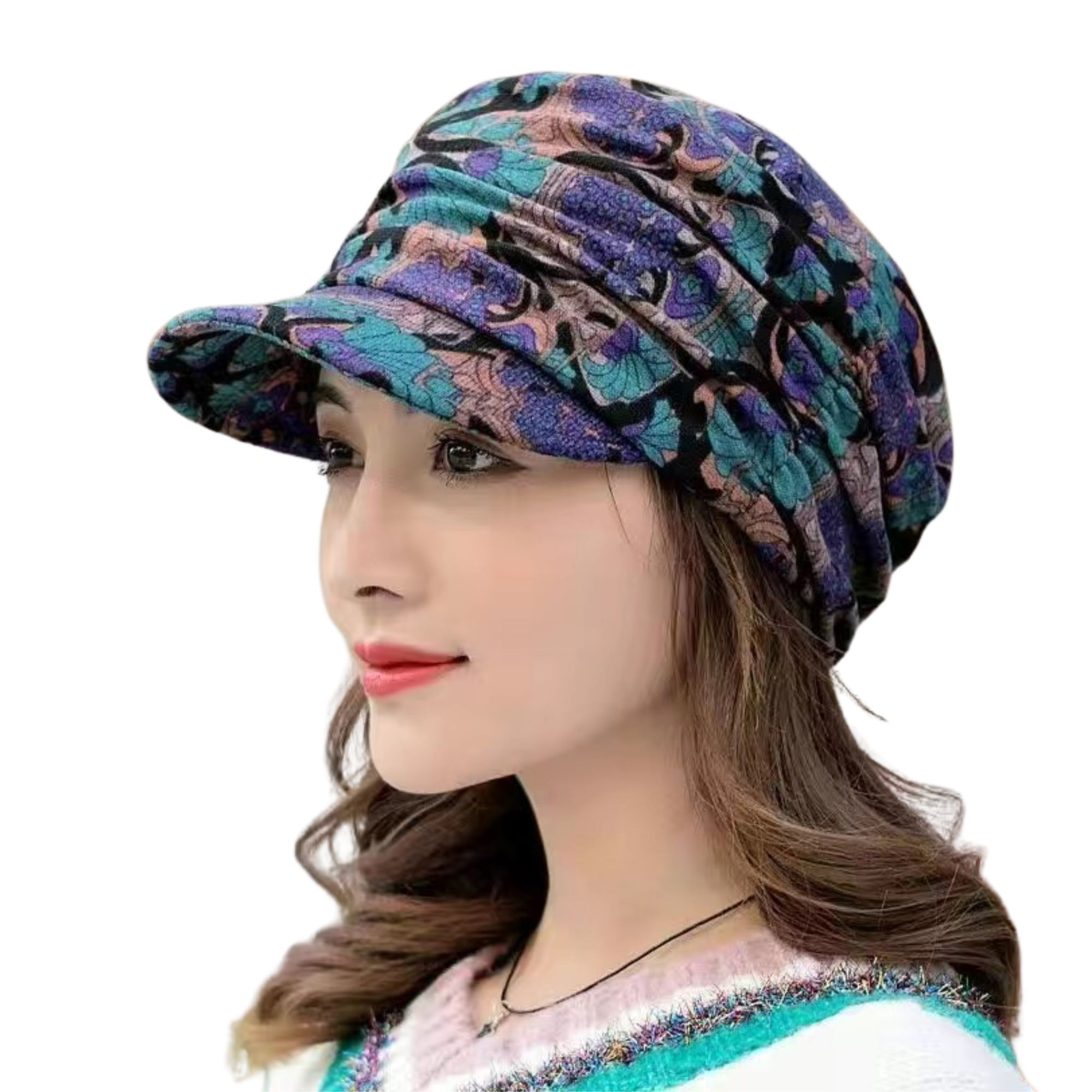Floral Patterned Soft-Brim Hat