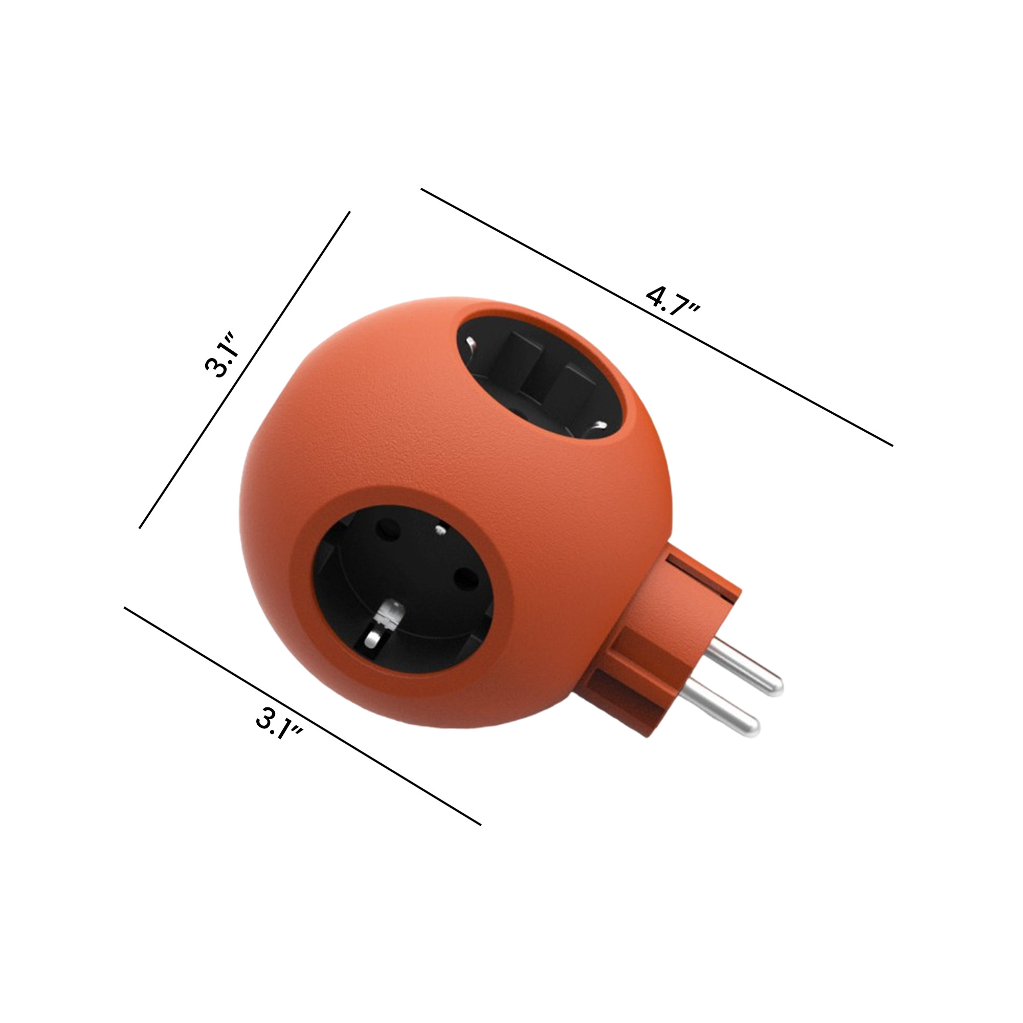 European Power Socket Adapter 3.1" x 3.1" x 4.7"