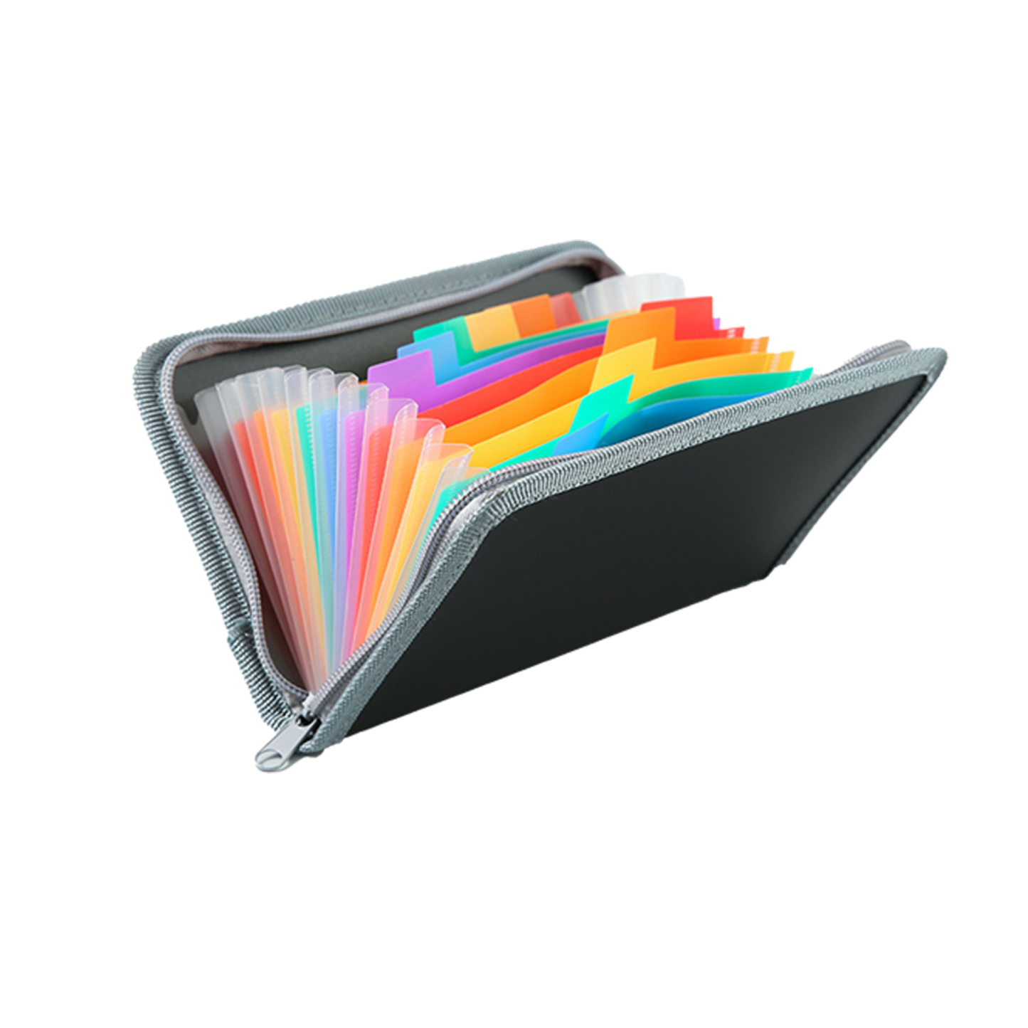 Cross-border zipper bill bag rainbow accordion bag A6 mini 13-grid bill business card storage book pp portable (5.1" x 0.8" x 8.3")