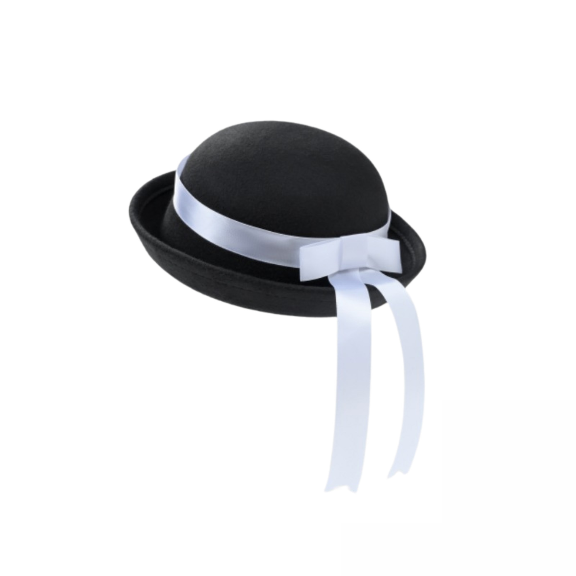 Japanese Style Round Woolen Hat with Ribbon. 22.0"