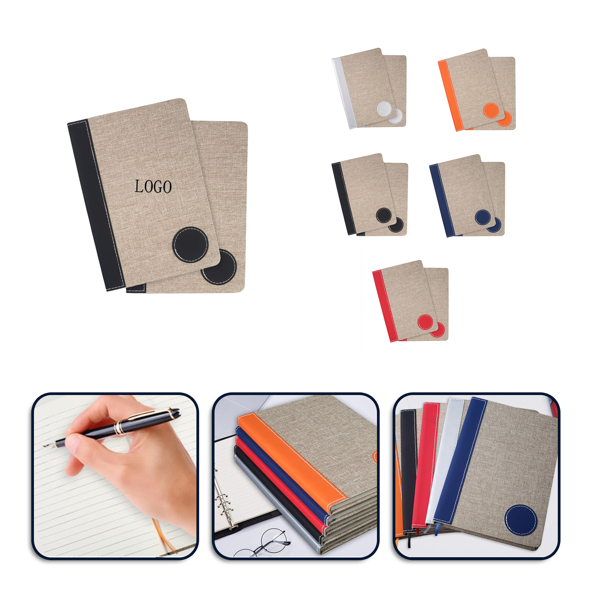 linen-bound splicing notebook.