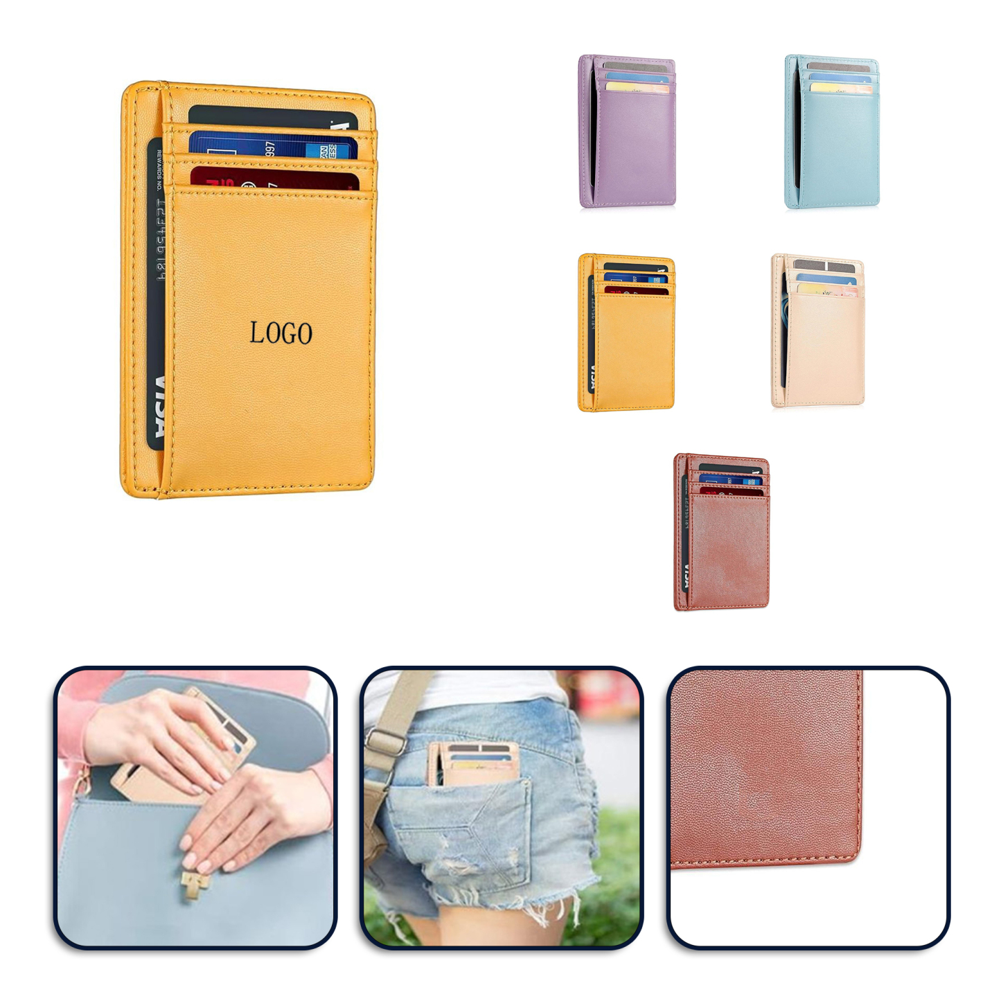 Carbon Fiber RFID Secure Slim Leather Wallet                   4.3"x3.1"x0.5"