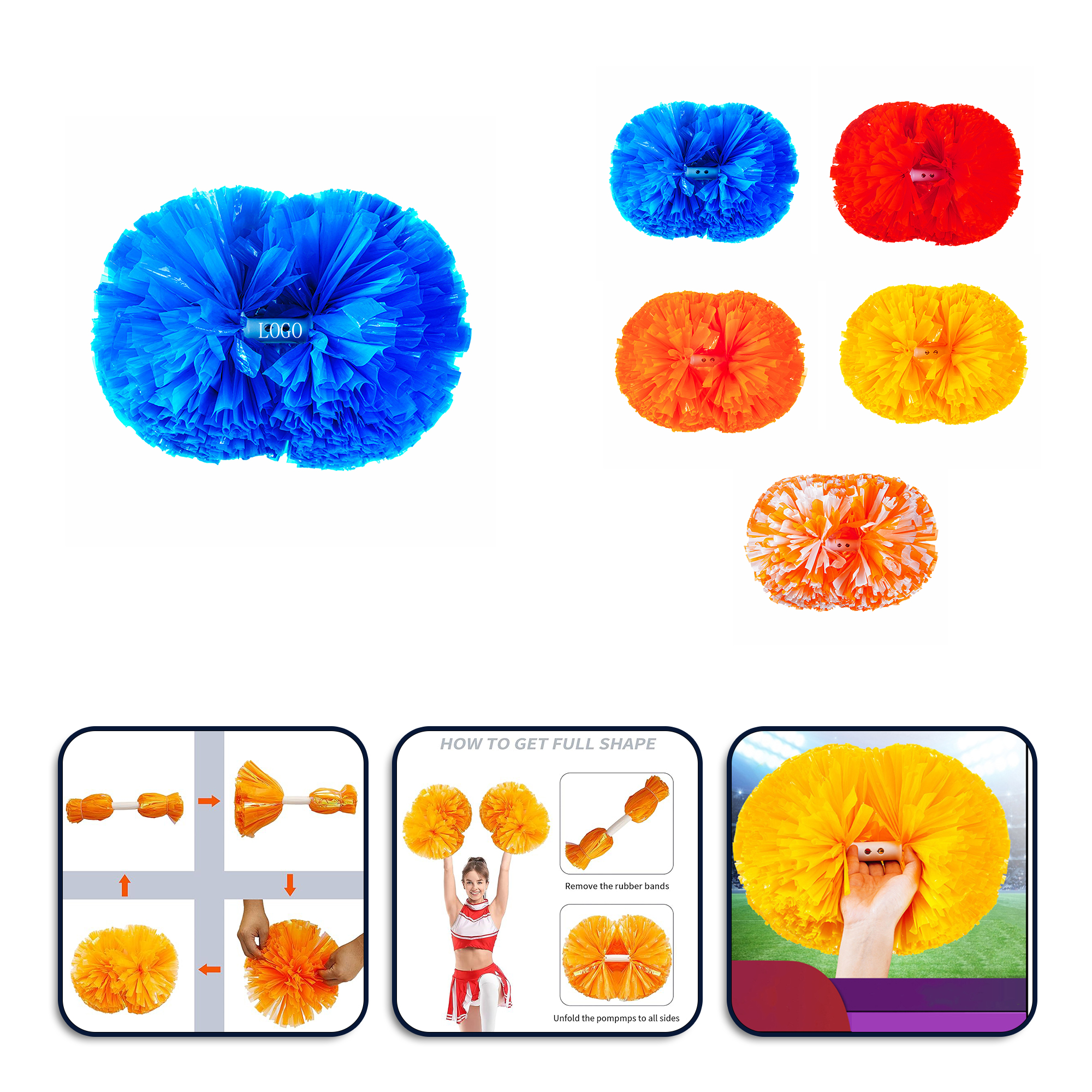 Cheerleading Poms with Handles.