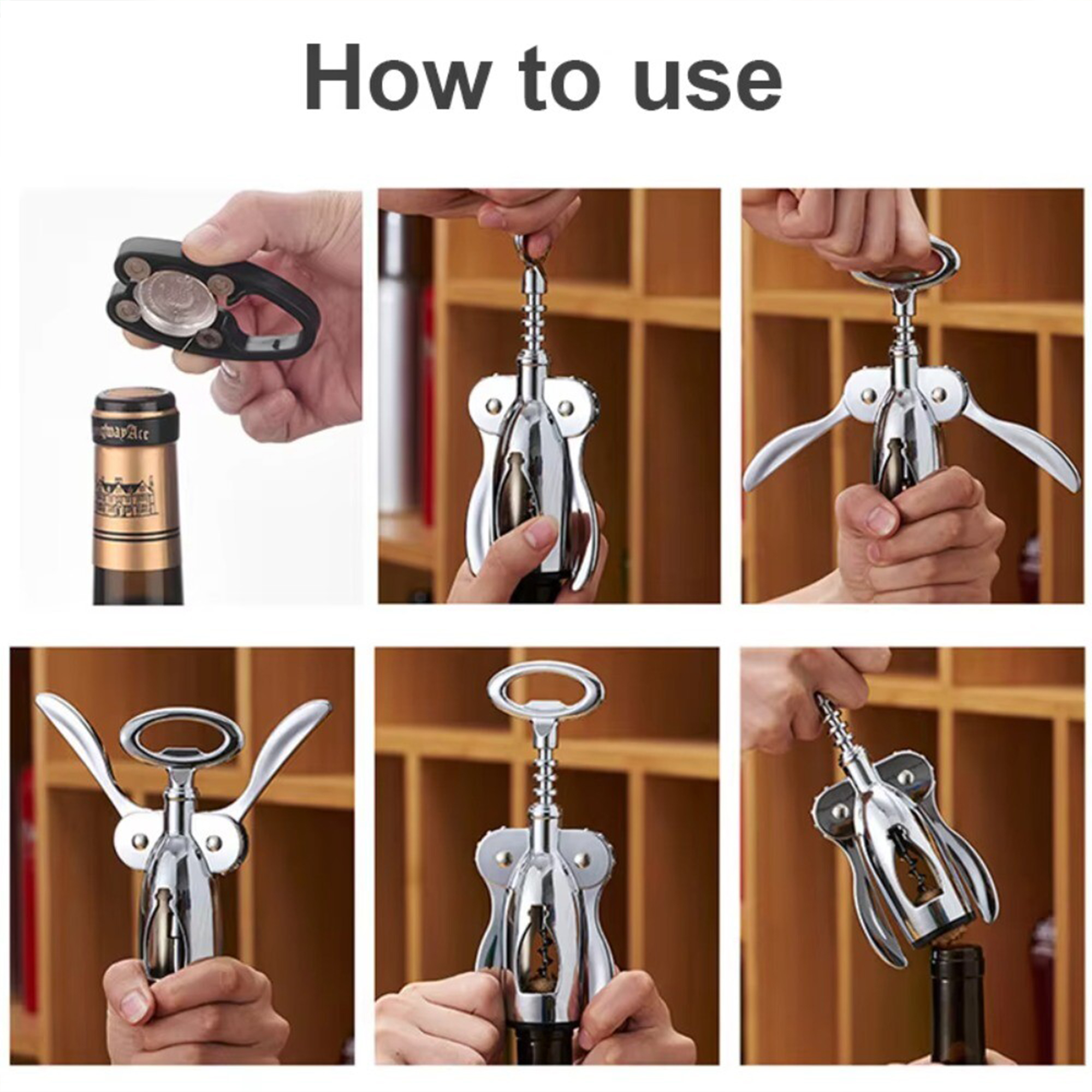 Premium Stainless Steel Wine Corkscrew Bottle Opener.