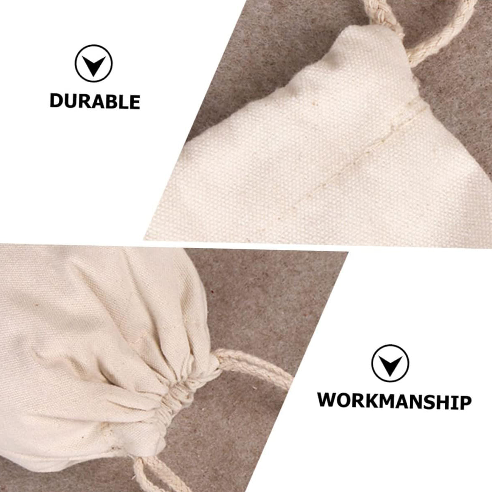 Canvas bags with drawstrings.