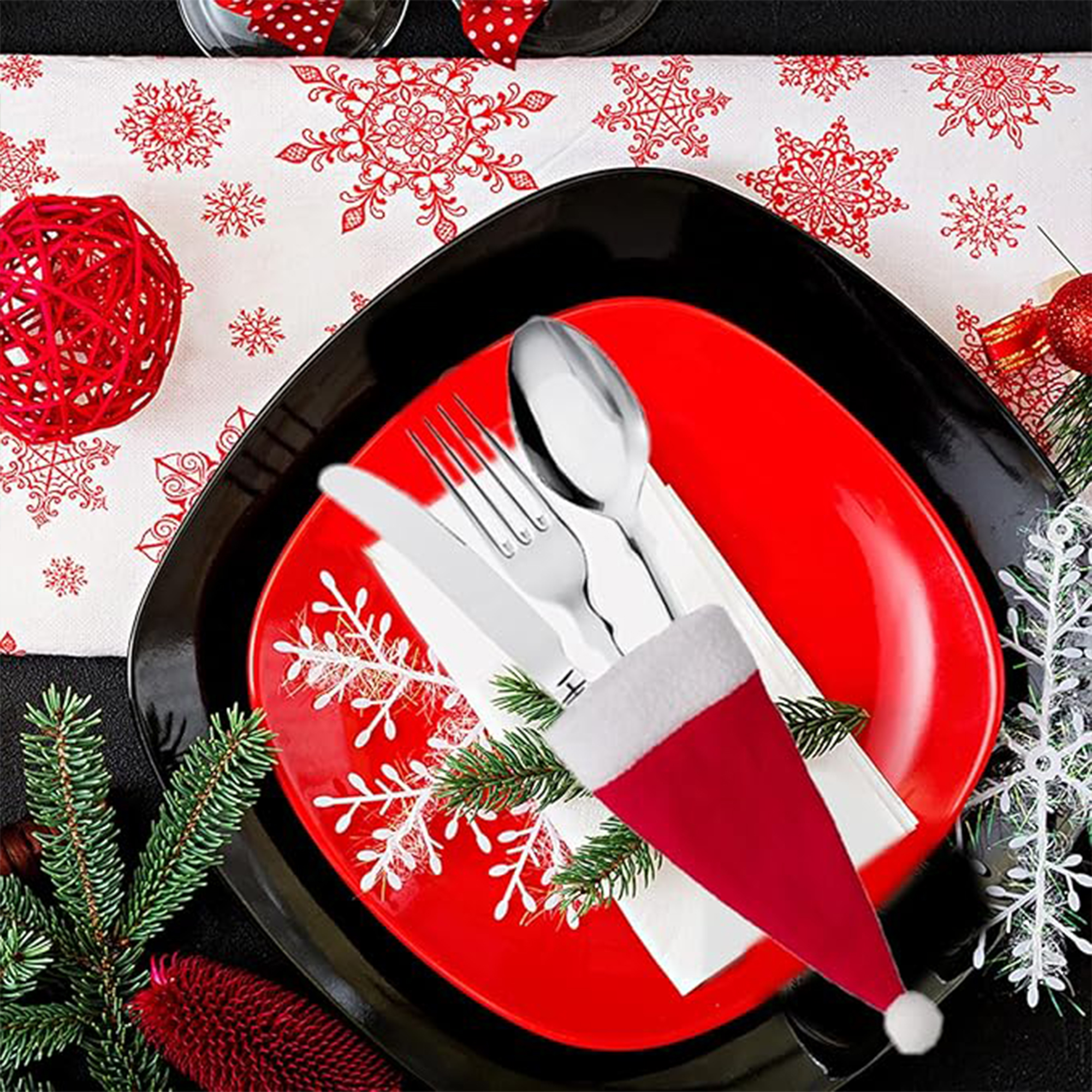 Mini Santa Hat Cutlery Holders 5.1" x 2.36"