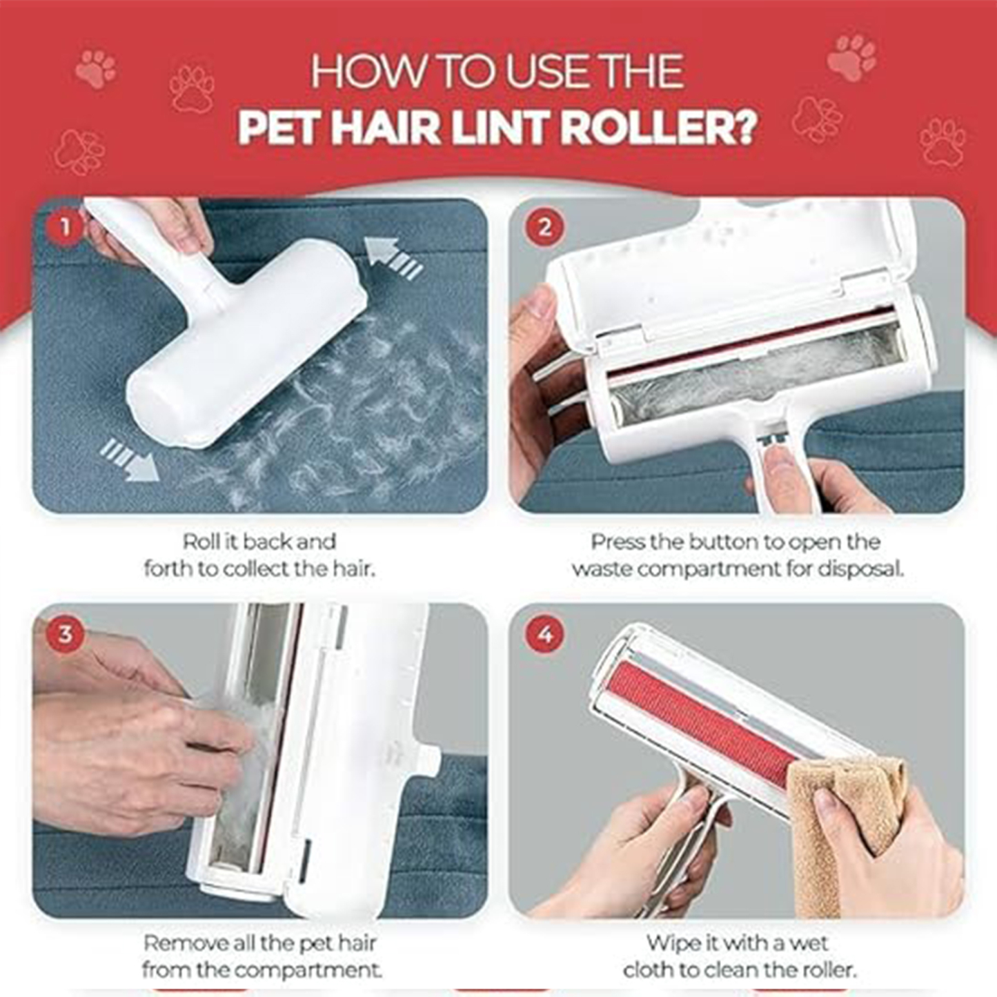 Pet hair removal roller