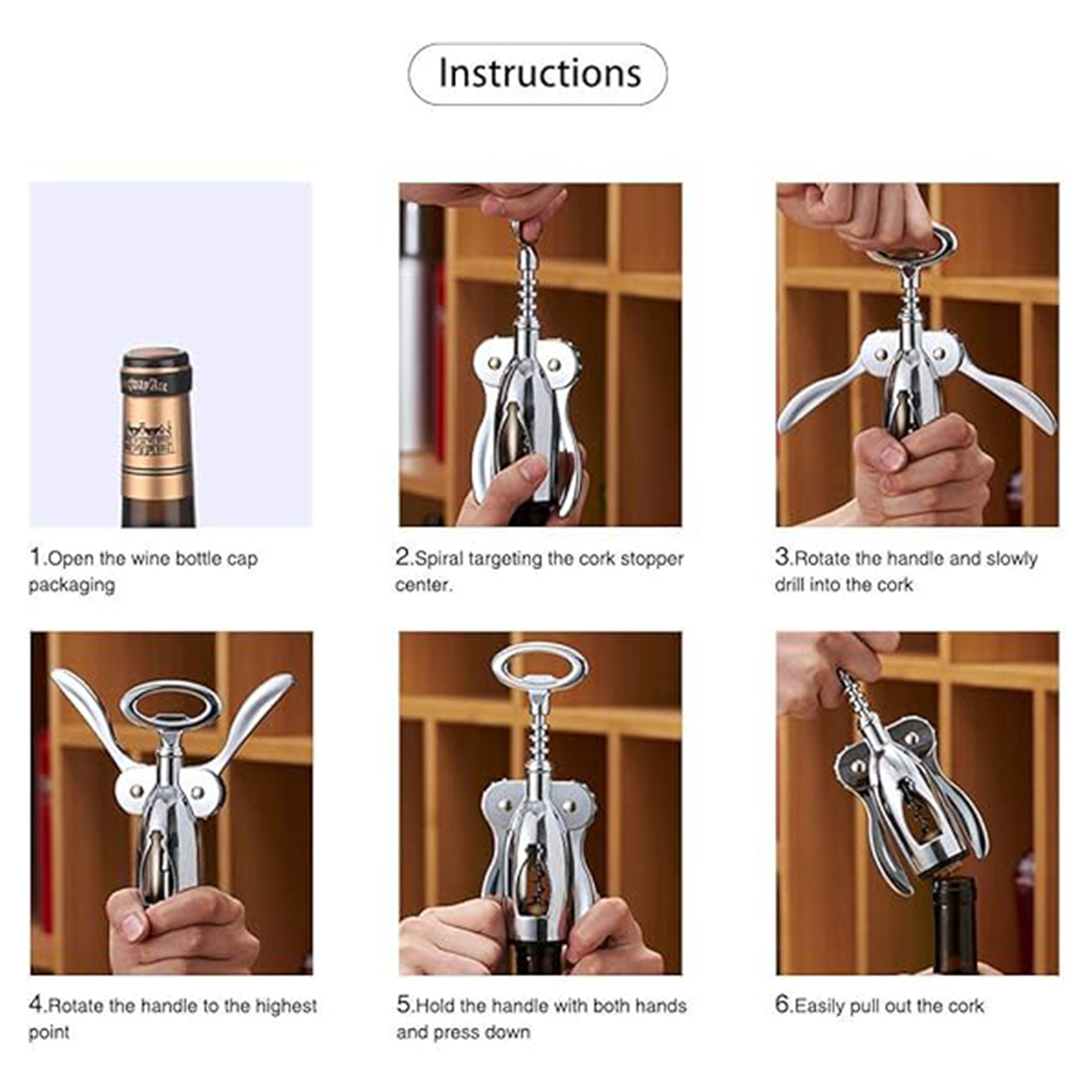 Premium Stainless Steel Wine Corkscrew Bottle Opener.