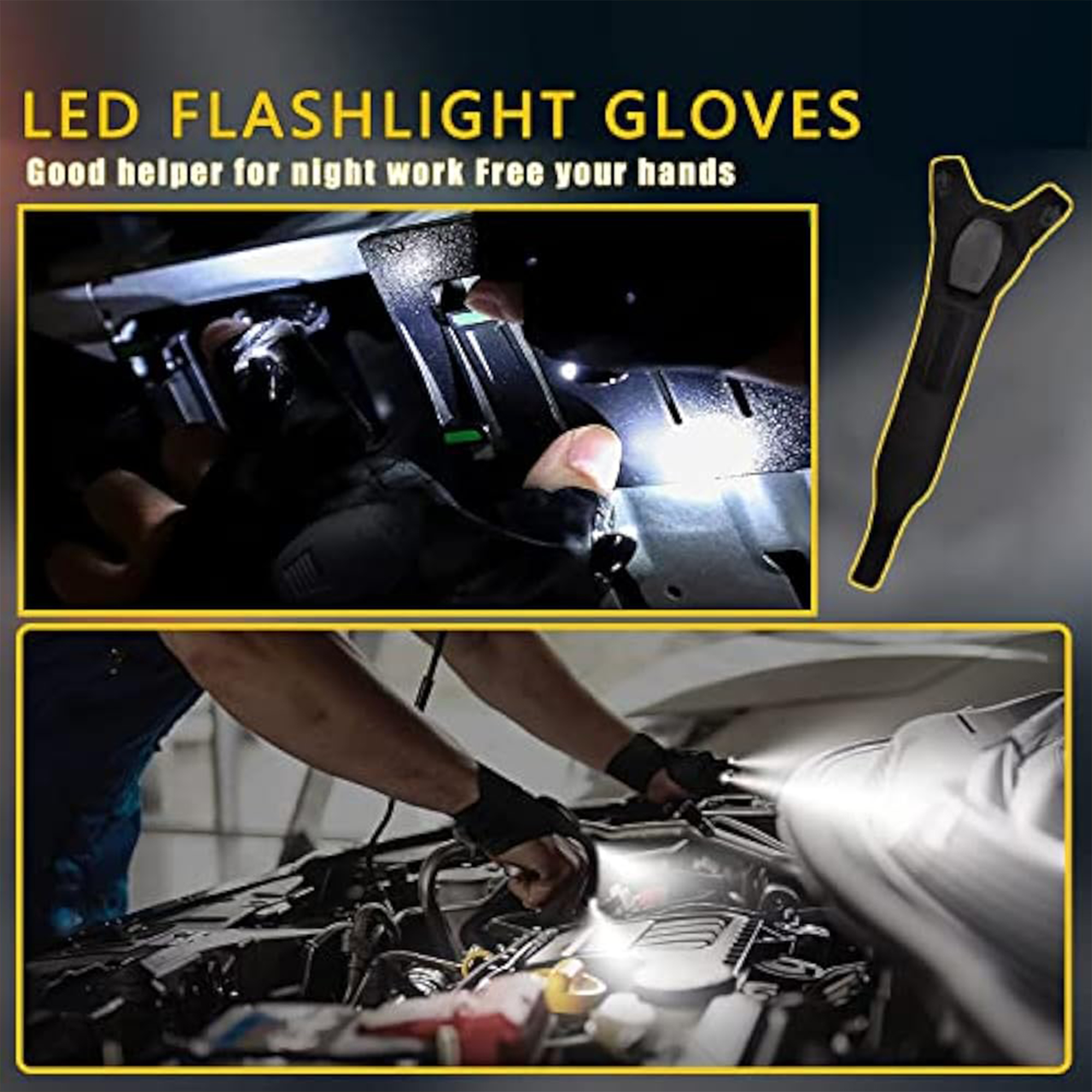 Night fishing lamp gloves 13.4"x4.9"