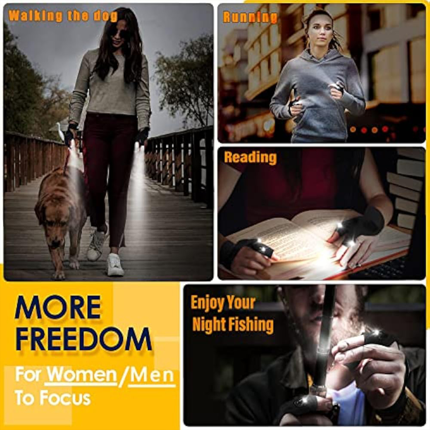 Night fishing lamp gloves 13.4"x4.9"