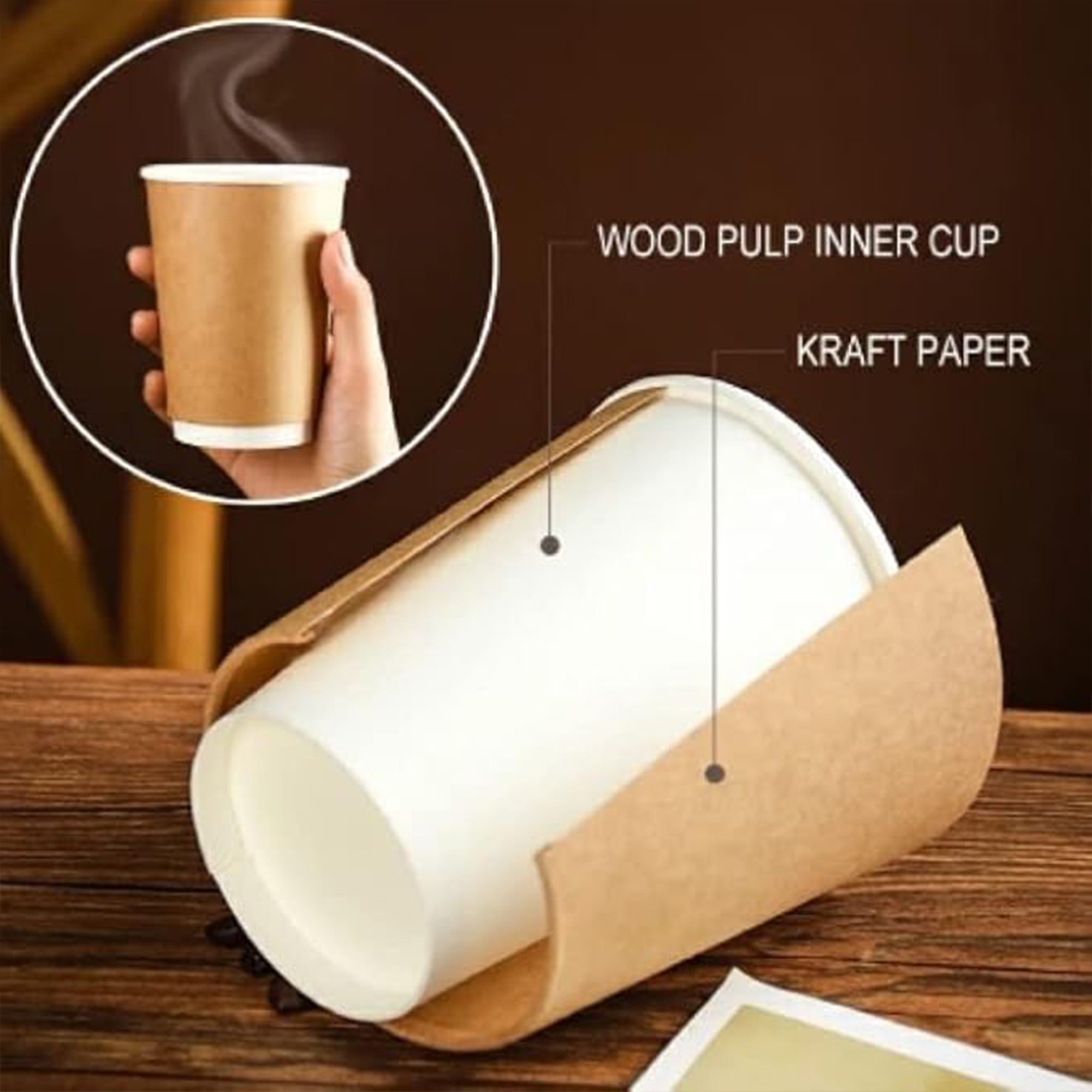 Double-wall kraft paper disposable cups
