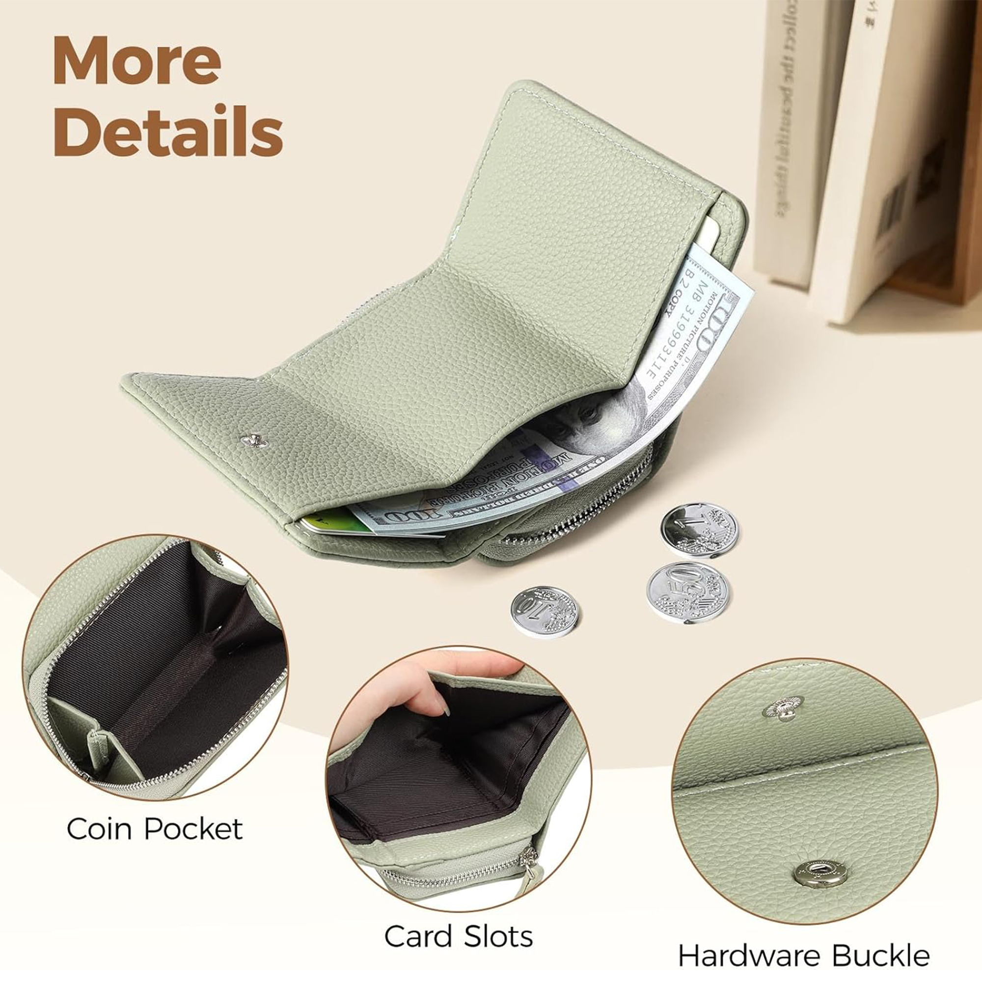 Trifold Compact Solid Color Purse