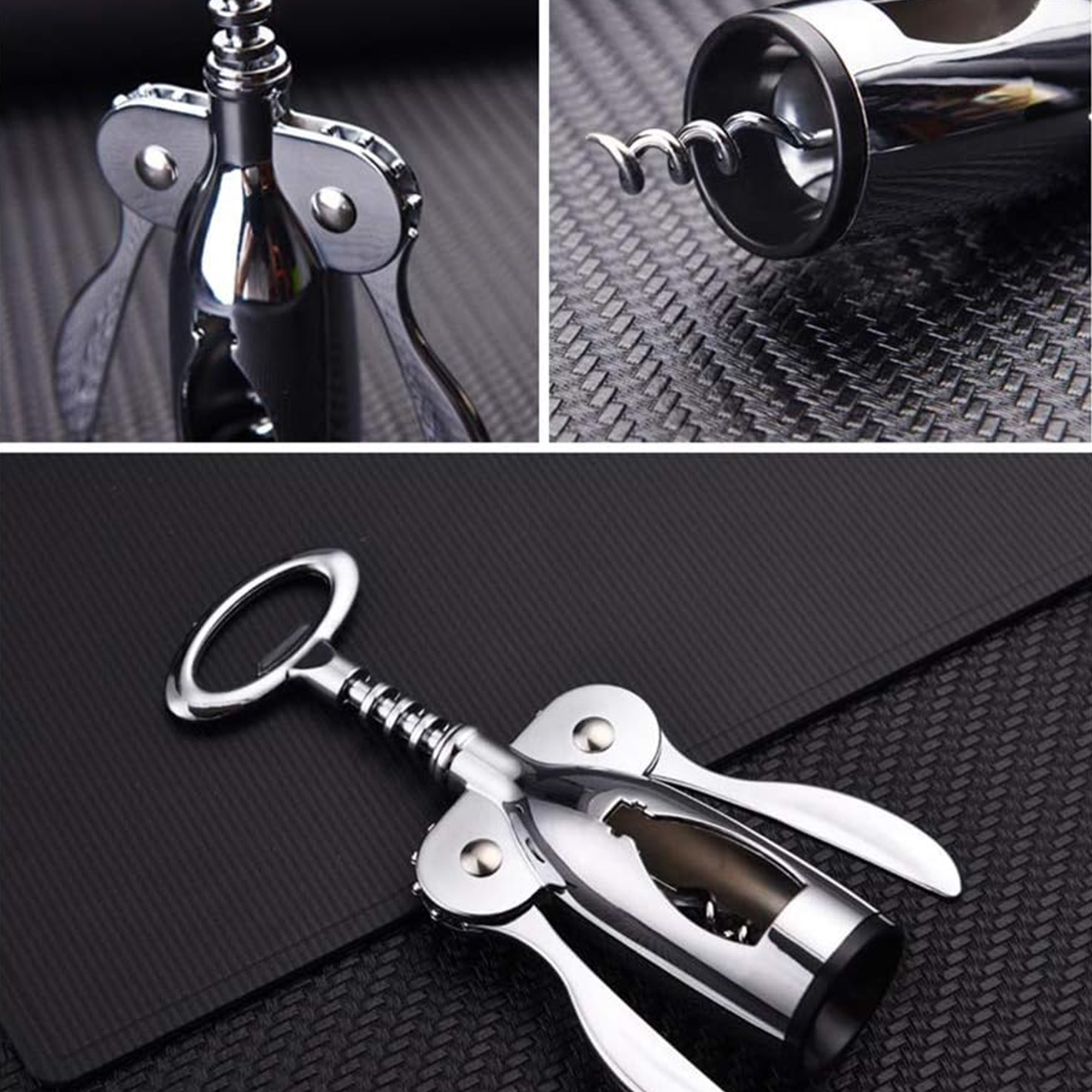 Premium Stainless Steel Wine Corkscrew Bottle Opener.