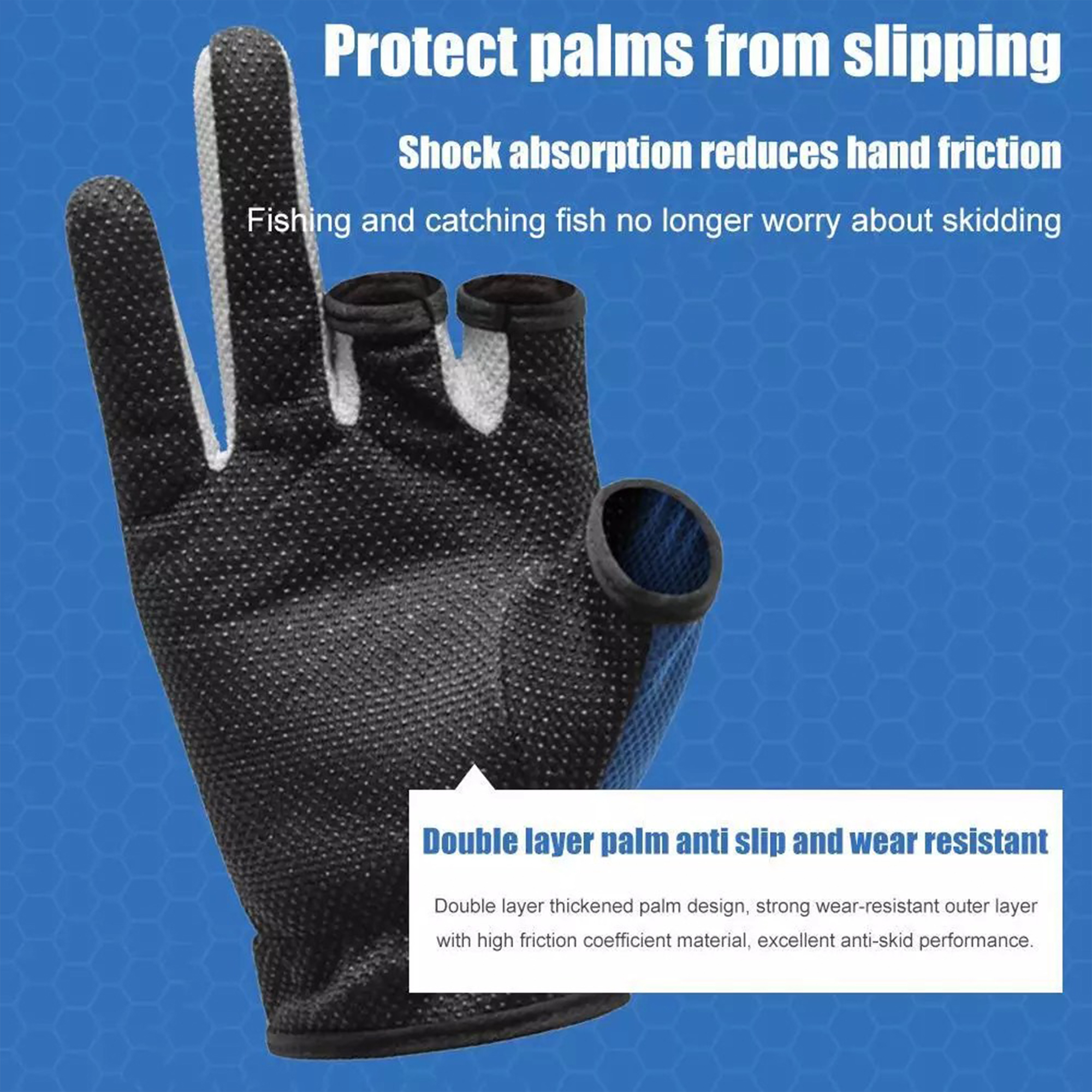 Fishing Gloves with Three Fingers (Size: 7.5 x 3.7 inches)
