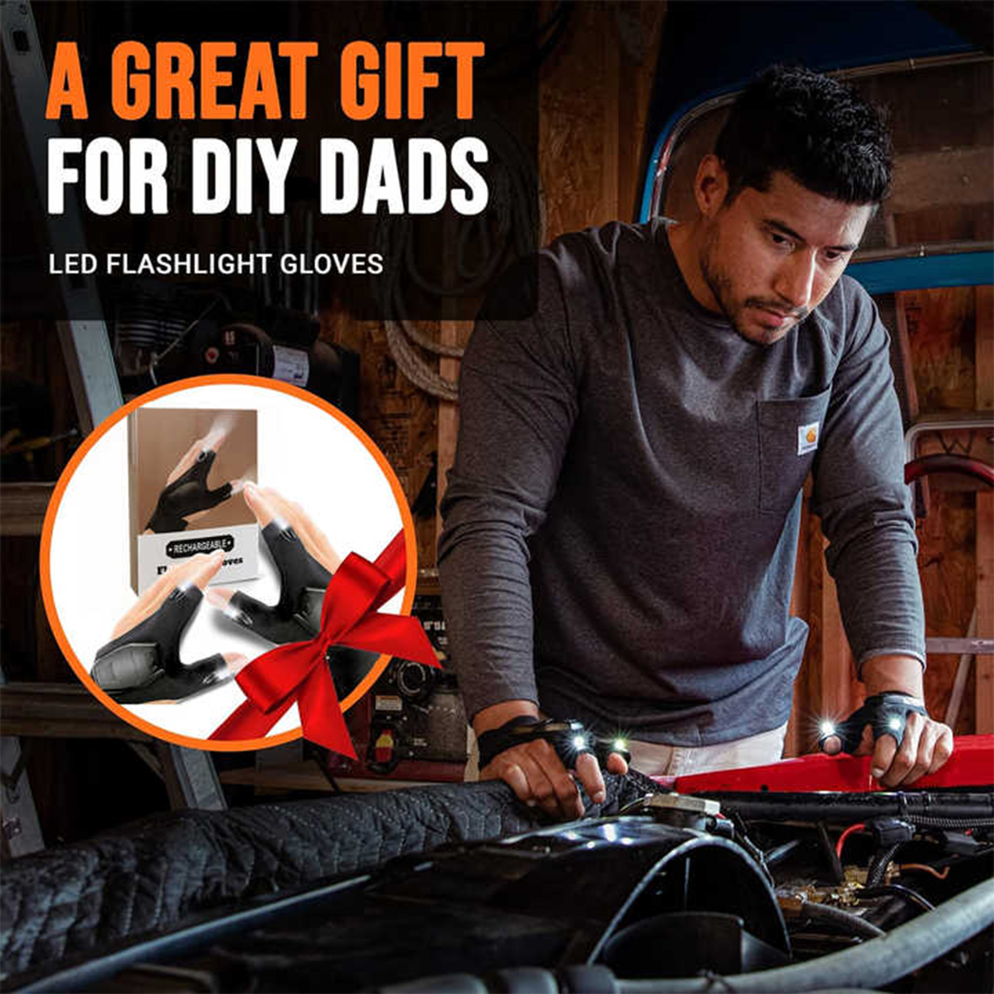 Night fishing lamp gloves 13.4"x4.9"