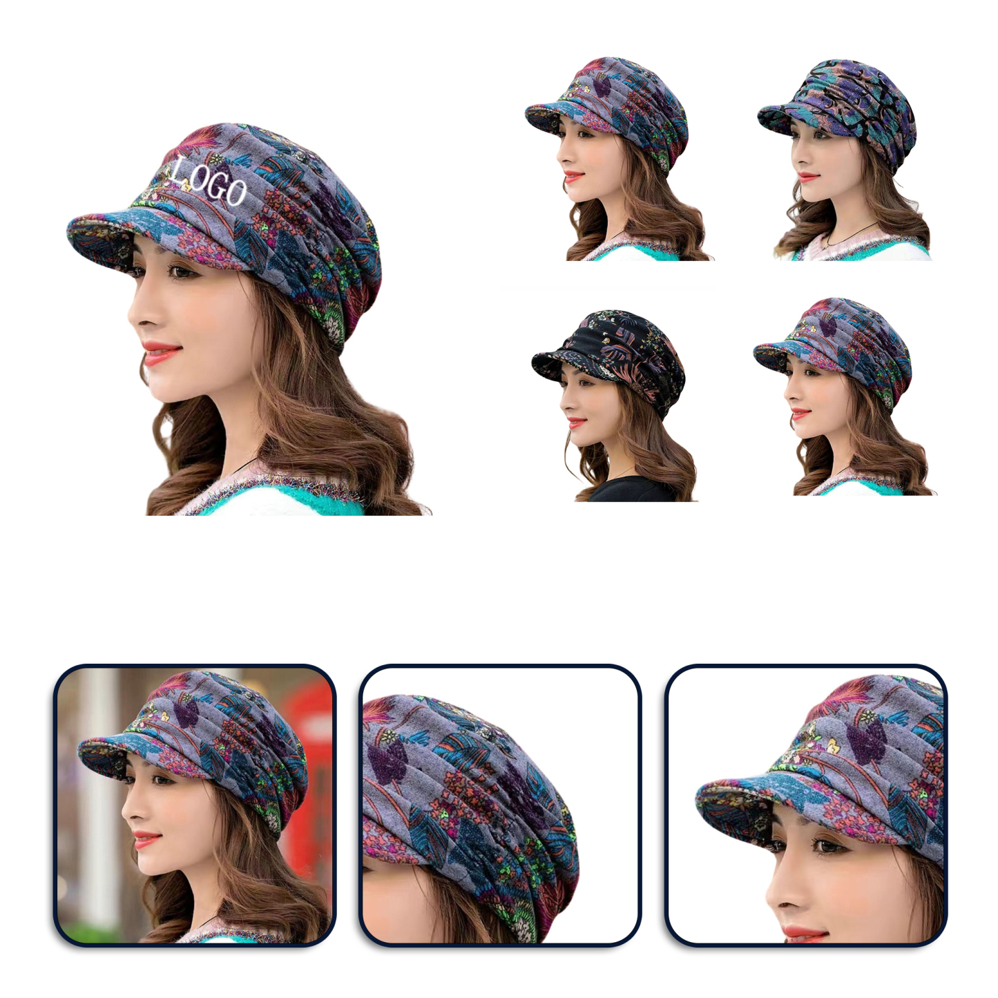 Floral Patterned Soft-Brim Hat