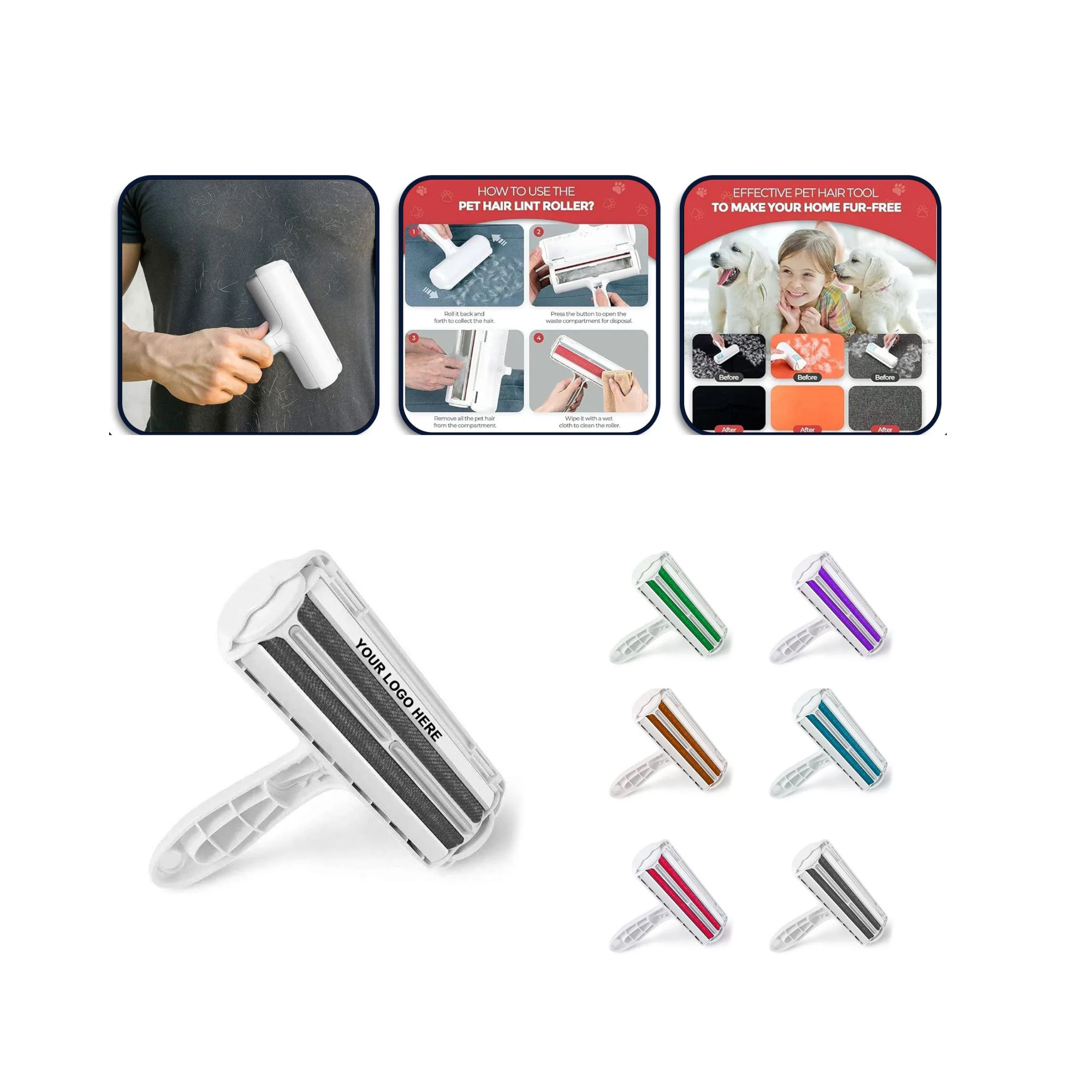 Pet hair removal roller