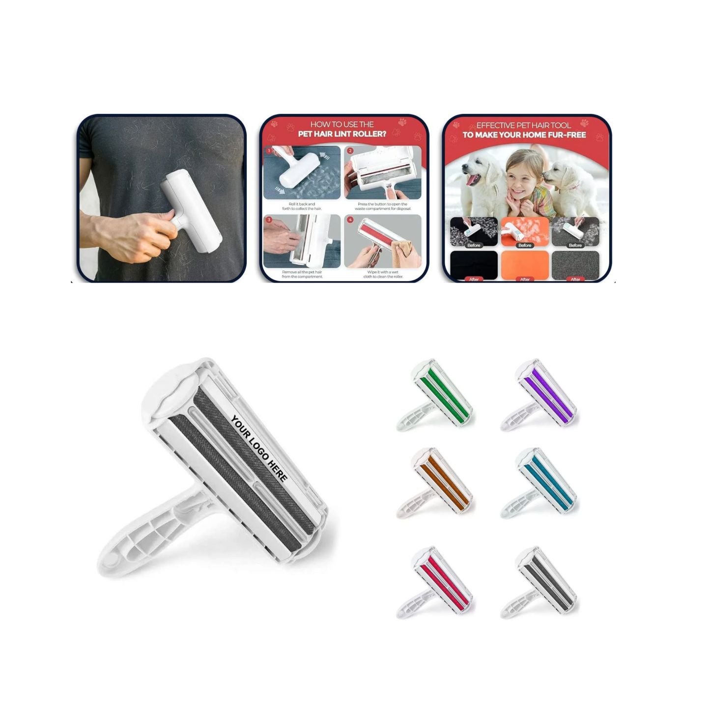 Pet hair removal roller