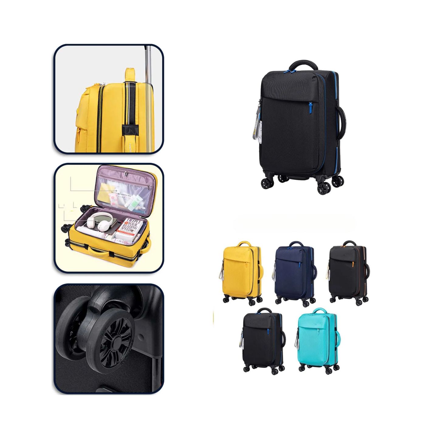Large Capacity Fabric Trolley Suitcase