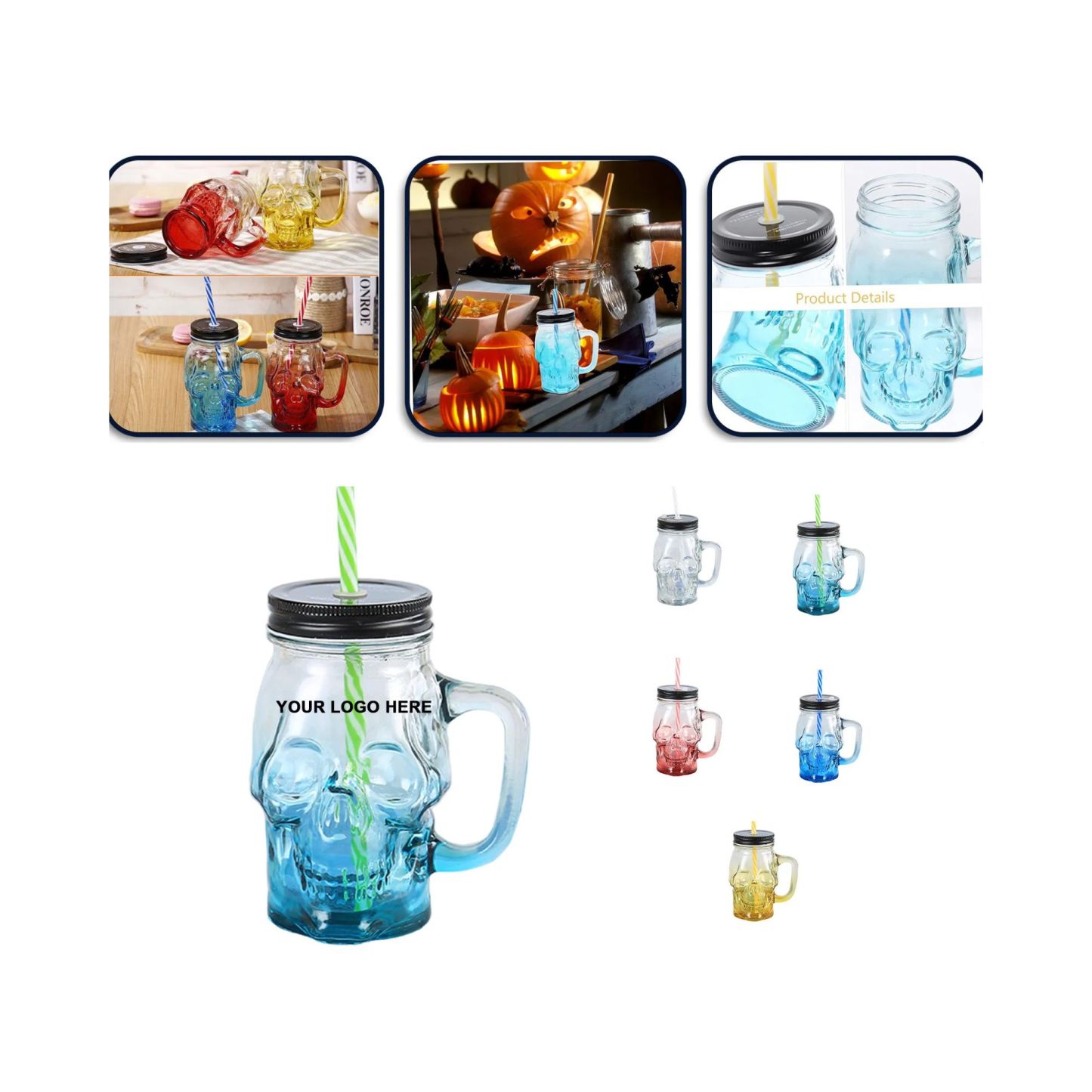 18oz Skull Rooster Glass