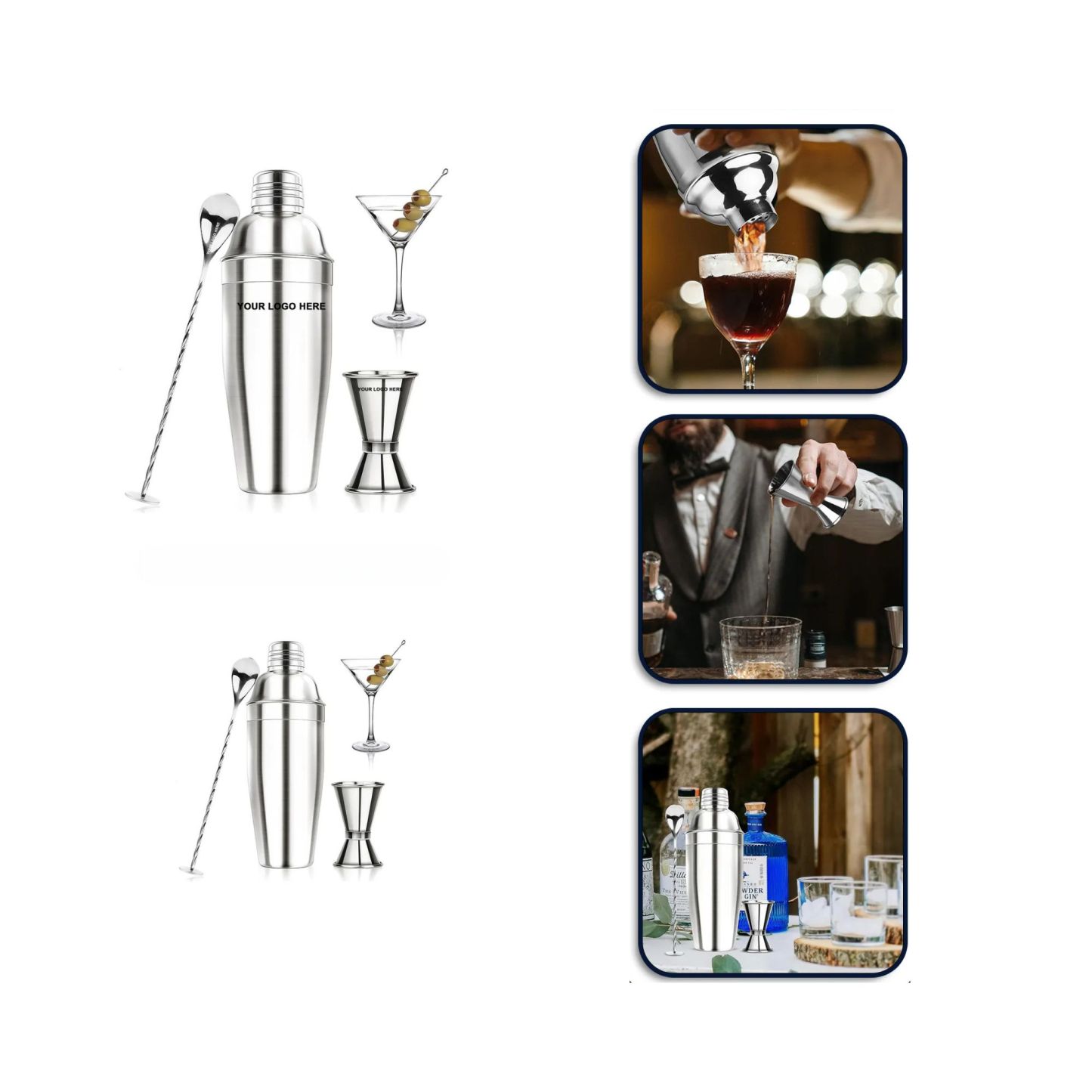 3-Piece Stainless Steel Cocktail Shaker Set