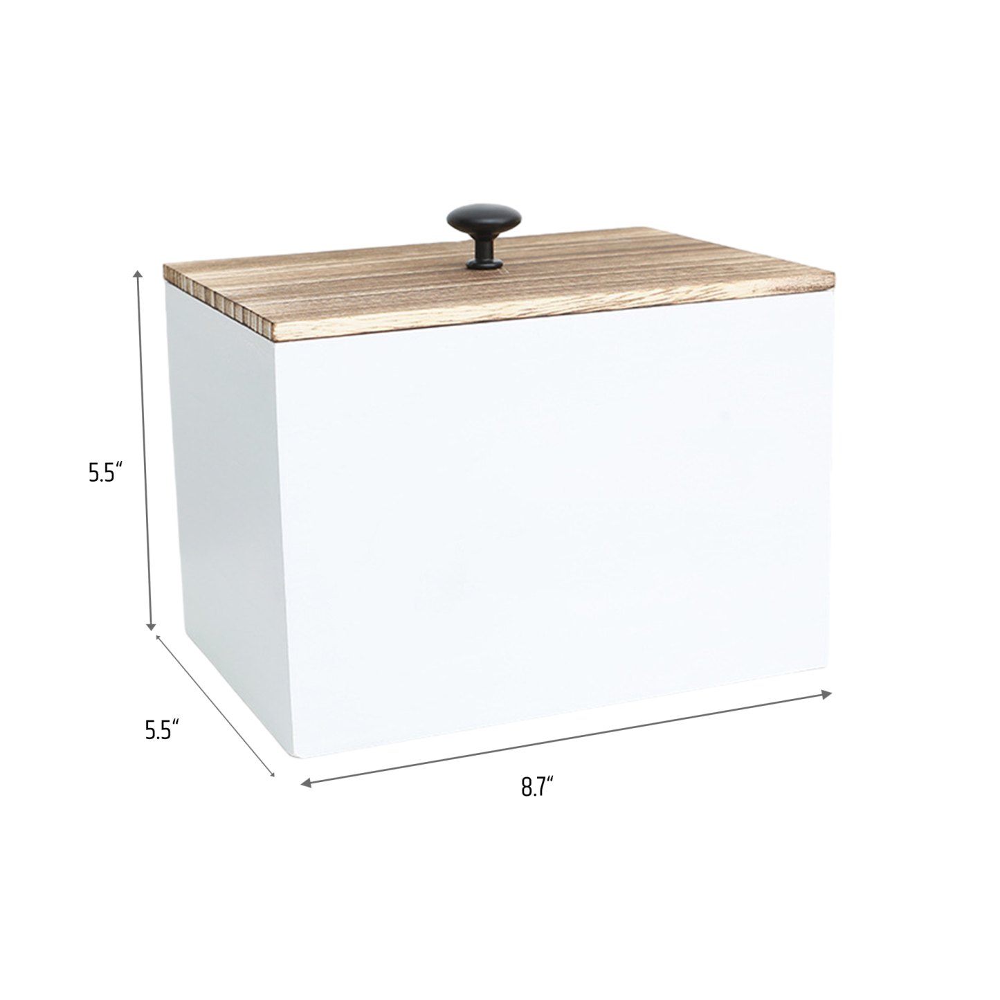 Wooden storage box for laundry room and bathroom tampon organizer. 5.5" x 5.5" x 8.7"