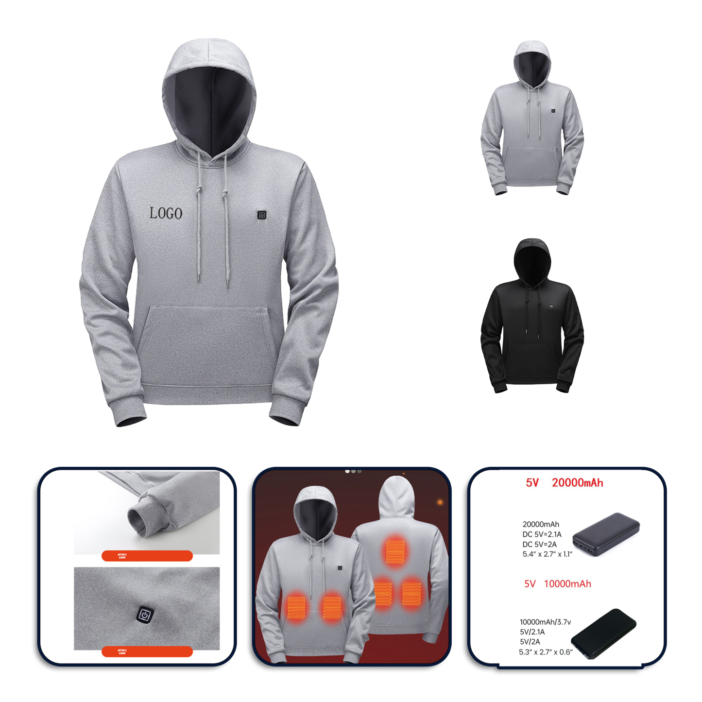 Rechargeable Heated Winter Hood