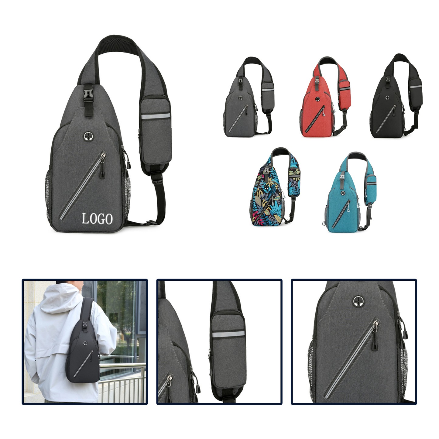 Water-Resistant Sling Backpack.