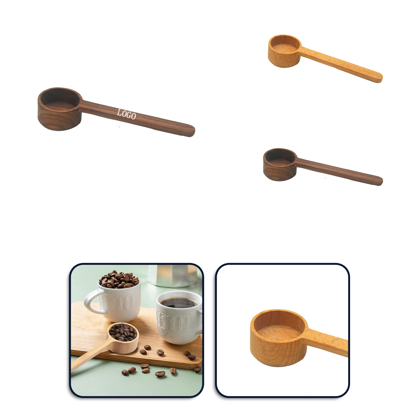 Eco-Friendly Bamboo Coffee Measuring Scoop   7 7/8" x 1 3/4" x 1"