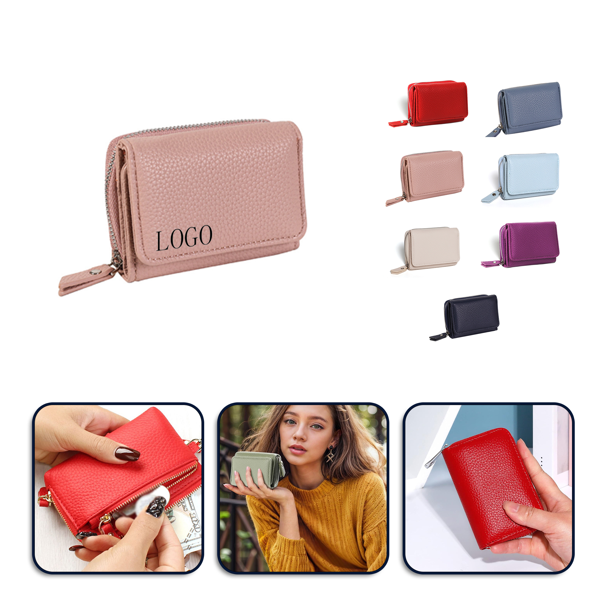 Trifold Compact Solid Color Purse