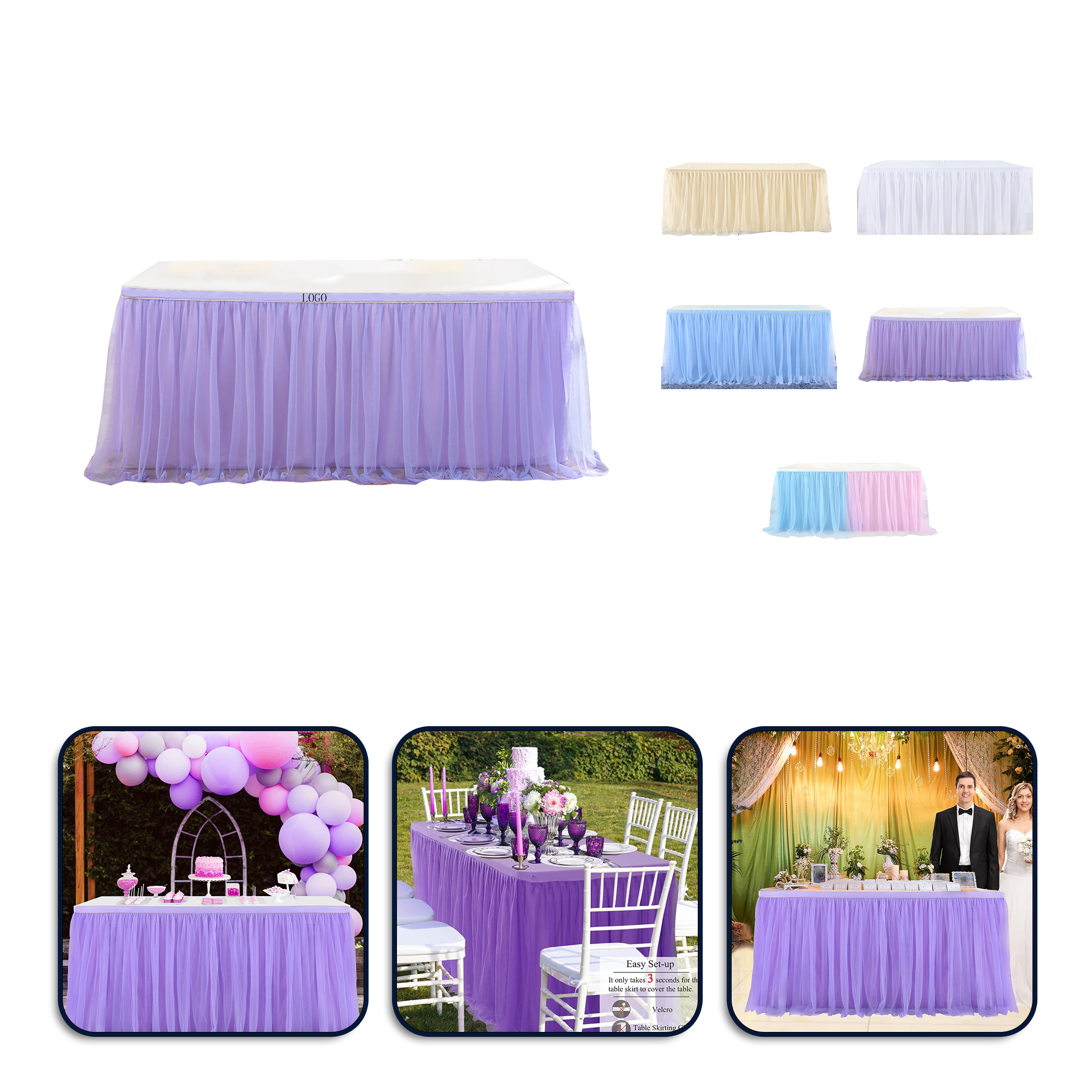 Elegant Fluffy Yarn Table Skirt for Events