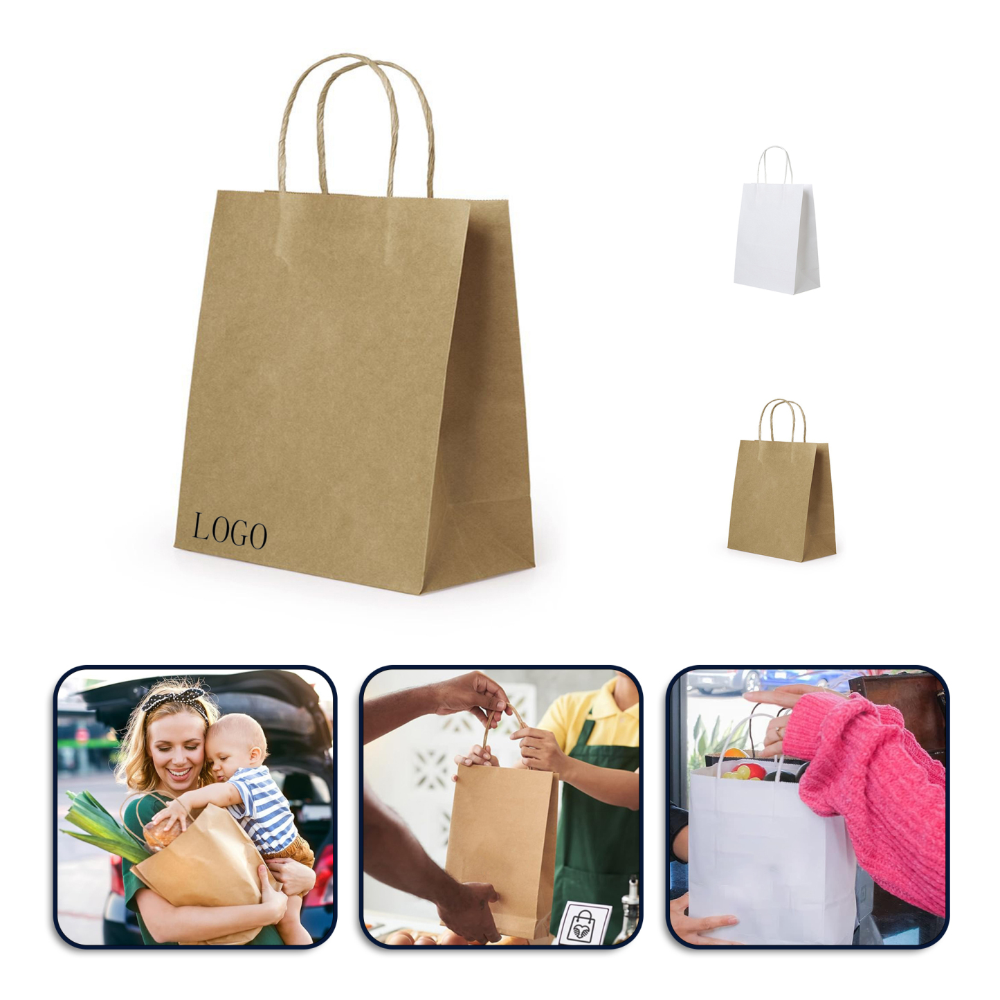 Kraft paper bag with handles