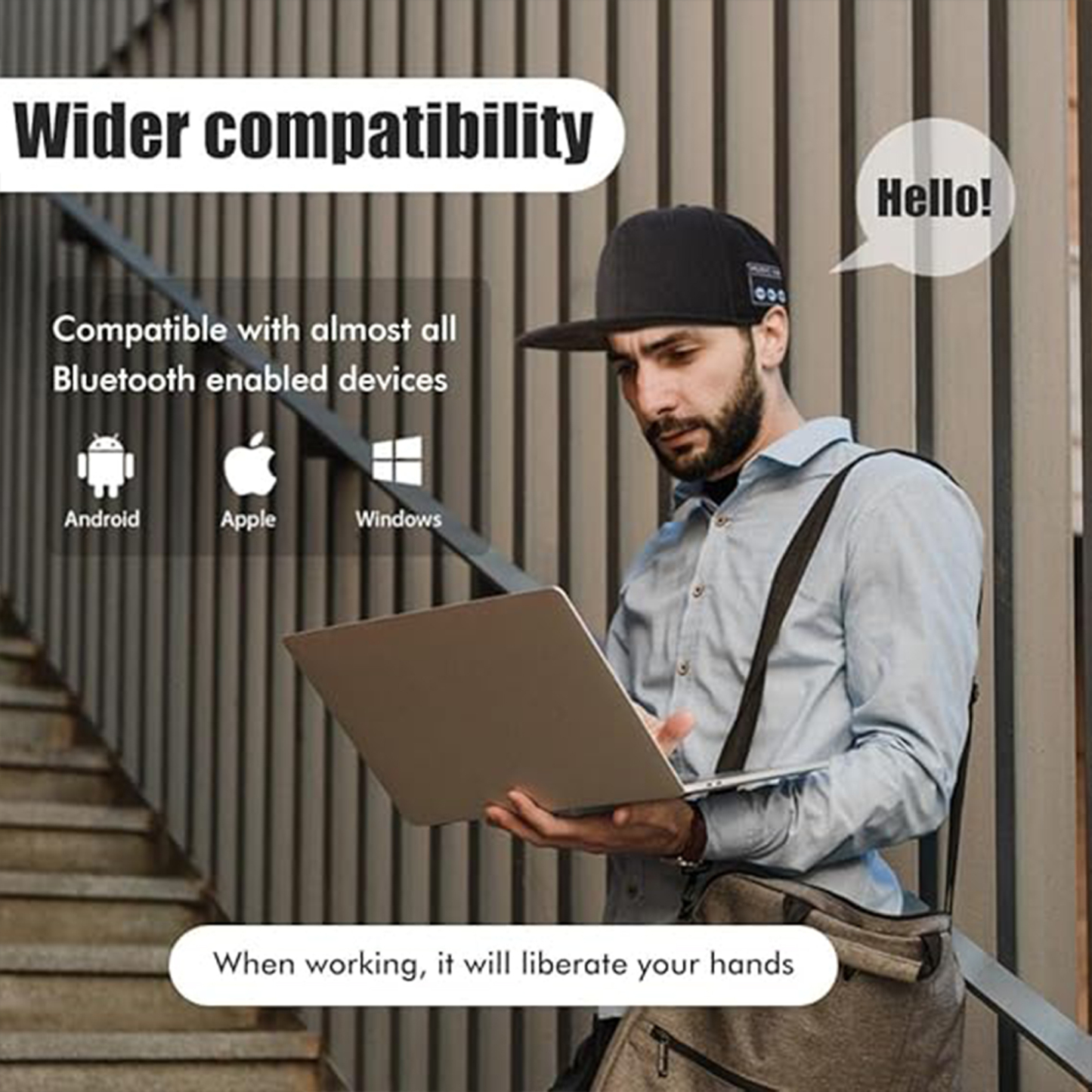 Bluetooth Music Cap with Integrated Speakers 11.0" x 7.3"