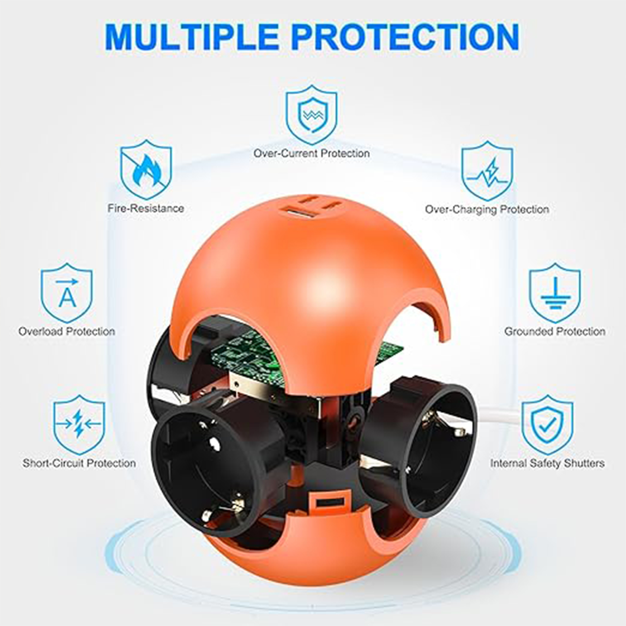 European Power Socket Adapter 3.1" x 3.1" x 4.7"