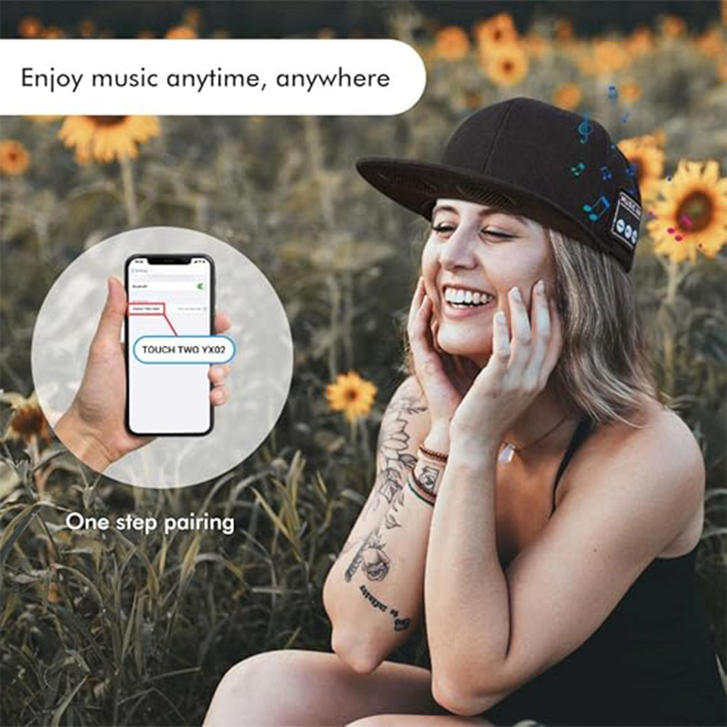 Bluetooth Music Cap with Integrated Speakers 11.0" x 7.3"