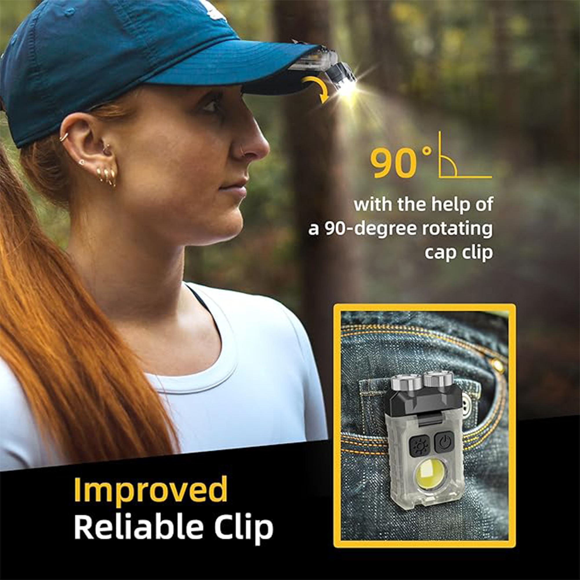 Compact Clip-On Mini Pocket Light 2.4" x 1.4" x 0.6"