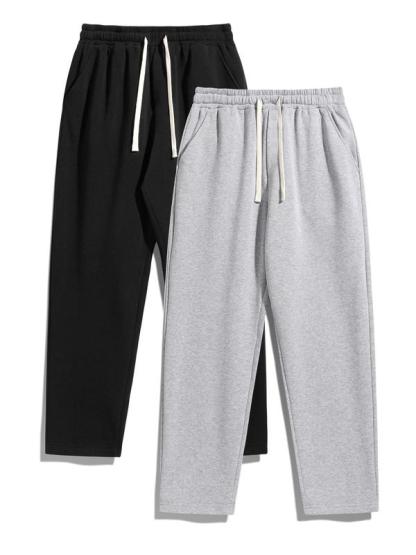 Men's Solid Thermal Lined Drawstring Waist Pants, Casual Relaxed Comfy Regular Fit Plain Straight Leg Trousers for Fall & Winter, Pants for Men, Men's Bottoms for Daily Wear, Work Pants Men, Mens Pants, Menswear, Street Style