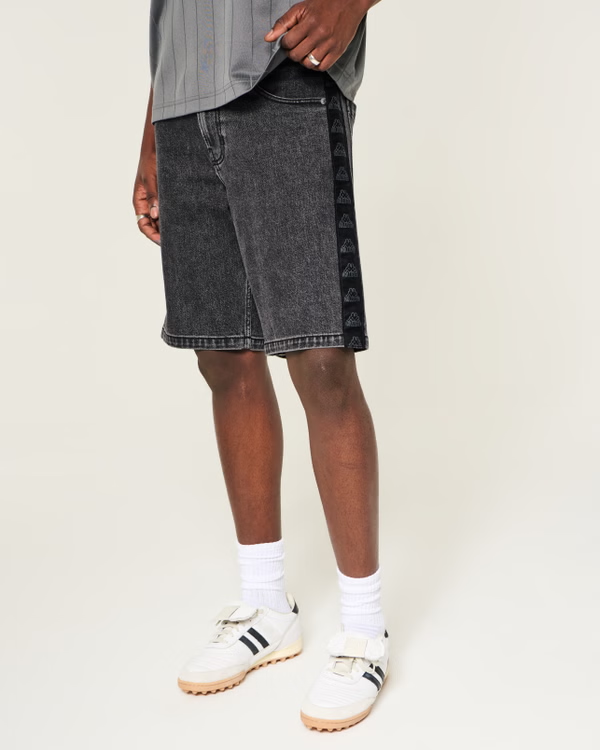 Kappa Black Baggy Jean Shorts