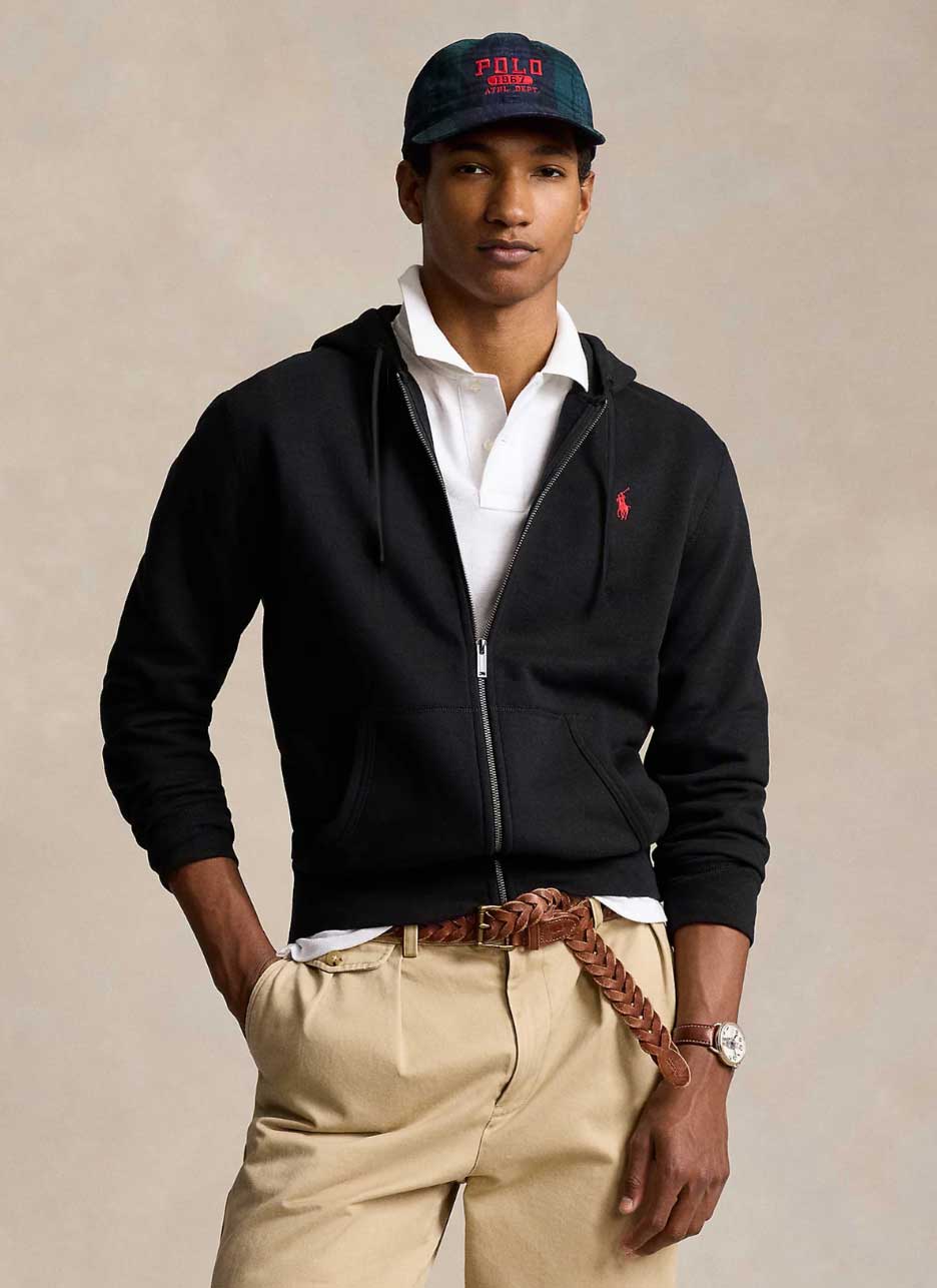 Polo   Cotton Blend Hoodie – Black