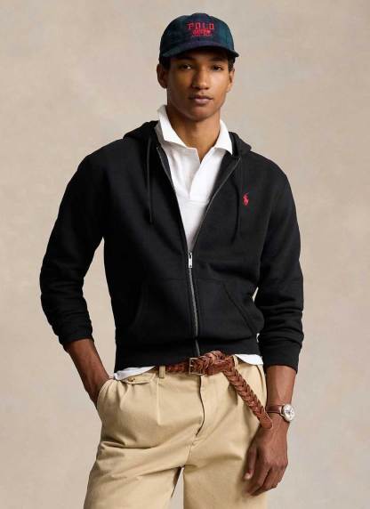 Polo   Cotton Blend Hoodie – Black