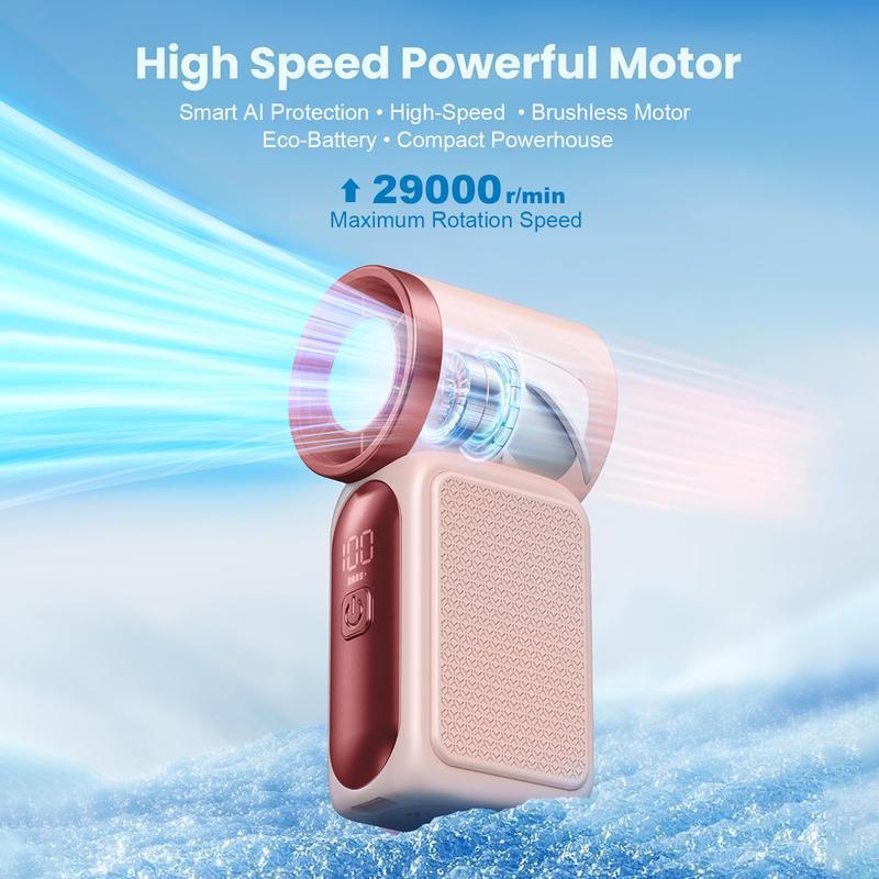 ❄️ Turbo Handheld Fan – 16900 RPM, 6 speeds, LED display
