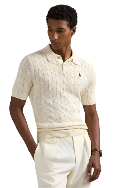 Polo   cable knit shirt