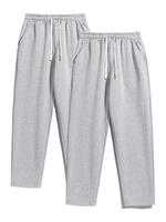 Men's Solid Thermal Lined Drawstring Waist Pants, Casual Relaxed Comfy Regular Fit Plain Straight Leg Trousers for Fall & Winter, Pants for Men, Men's Bottoms for Daily Wear, Work Pants Men, Mens Pants, Menswear, Street Style