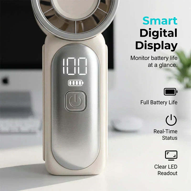 ❄️ Turbo Handheld Fan – 16900 RPM, 6 speeds, LED display