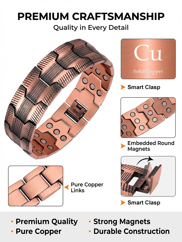 [Upgraded, Widened, Enhanced] Copper Magnetic Therapy Bracelet