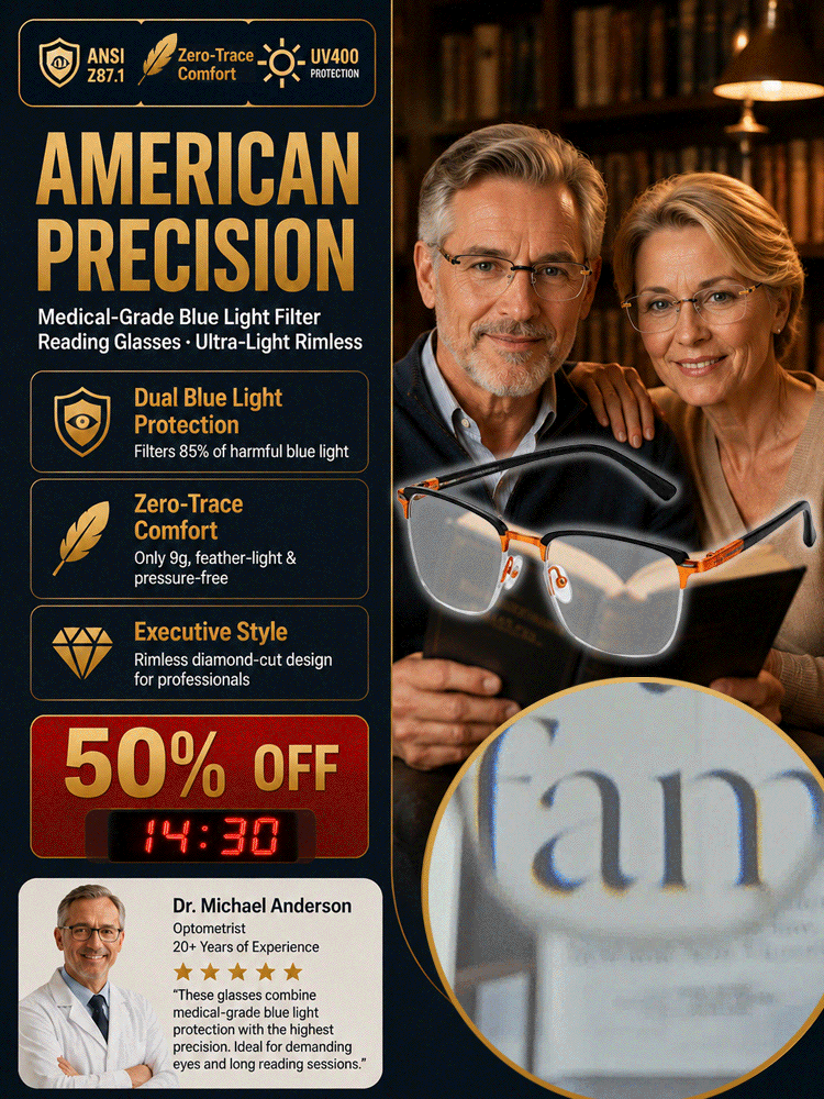 【North America Exclusive】Fashion Rimless Diamond-Cut Pattern Glasses-No eye exam needed • Lifetime use • Auto-focus from -4.0° to +7.0° 